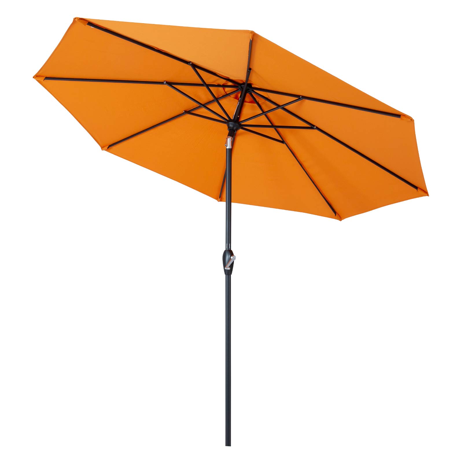 Tempera Auto-Tilt Patio Umbrella 9 ft Outdoor Table Umbrella with 8 Sturdy Ribs, Brick/Orange