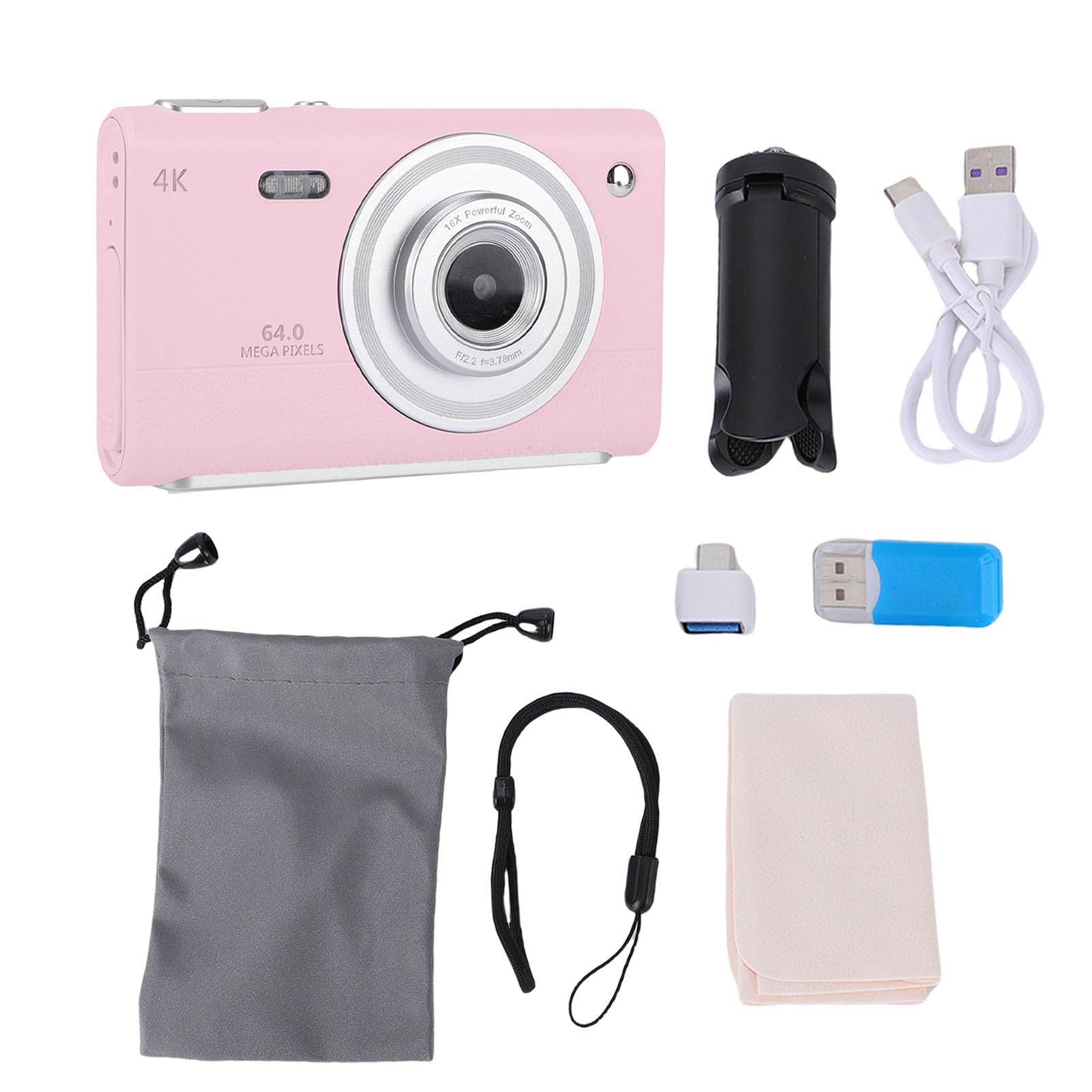 4K 64MP Digital Camera for Photography with Auto Focus Dual Camera16X Zoom Compact Camera for Teens Adults, Portable Camera with 16GB Card for Travel, Hiking (Pink)-image-33