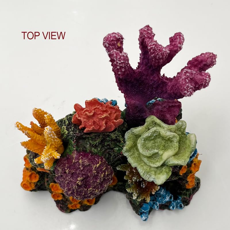 Image of S-Lifeeling Charming Resin Coral Reef Ornament - Realistic Aquarium Decor Gift for Fish & Shrimp Hideaway, Suitable for Freshwater & Saltwater Tanks (6.1 x 4.1 x 6.1 inches)