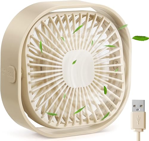 RJVW Pequeño ventilador de escritorio USB, ventilador de mesa portátil de 3 velocidades, mini ventilador personal de 4 pulgadas, pequeño ventilador