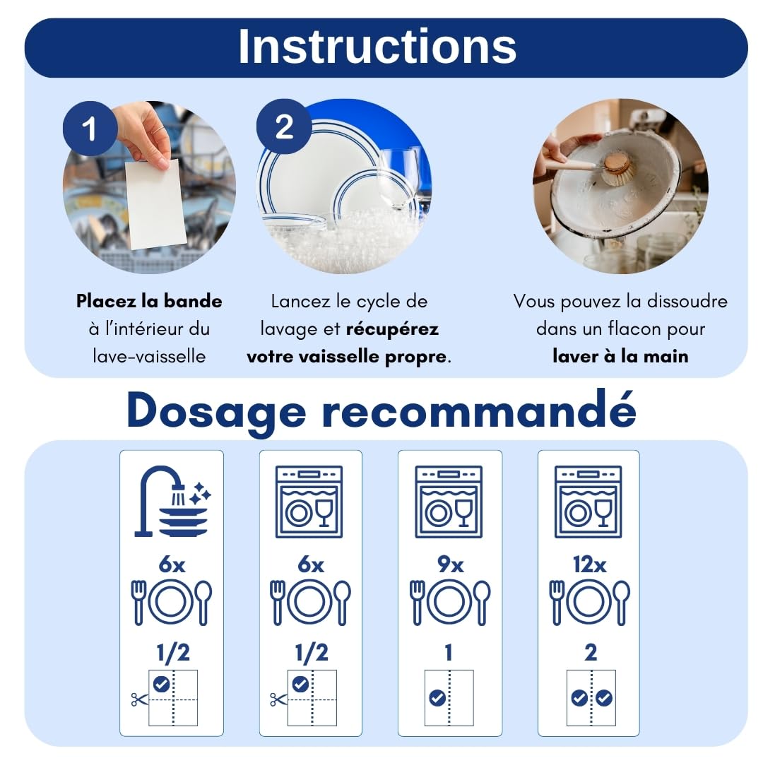 Détergent Lave-Vaisselle en Feuilles Écologiques (Jusqu’à 600 Lavages) – Sans Plastique, Phosphates ni Chlore. Biodégradable, Végan et Sûr. Nettoyage, Brillance, Protection & Anticalcaire