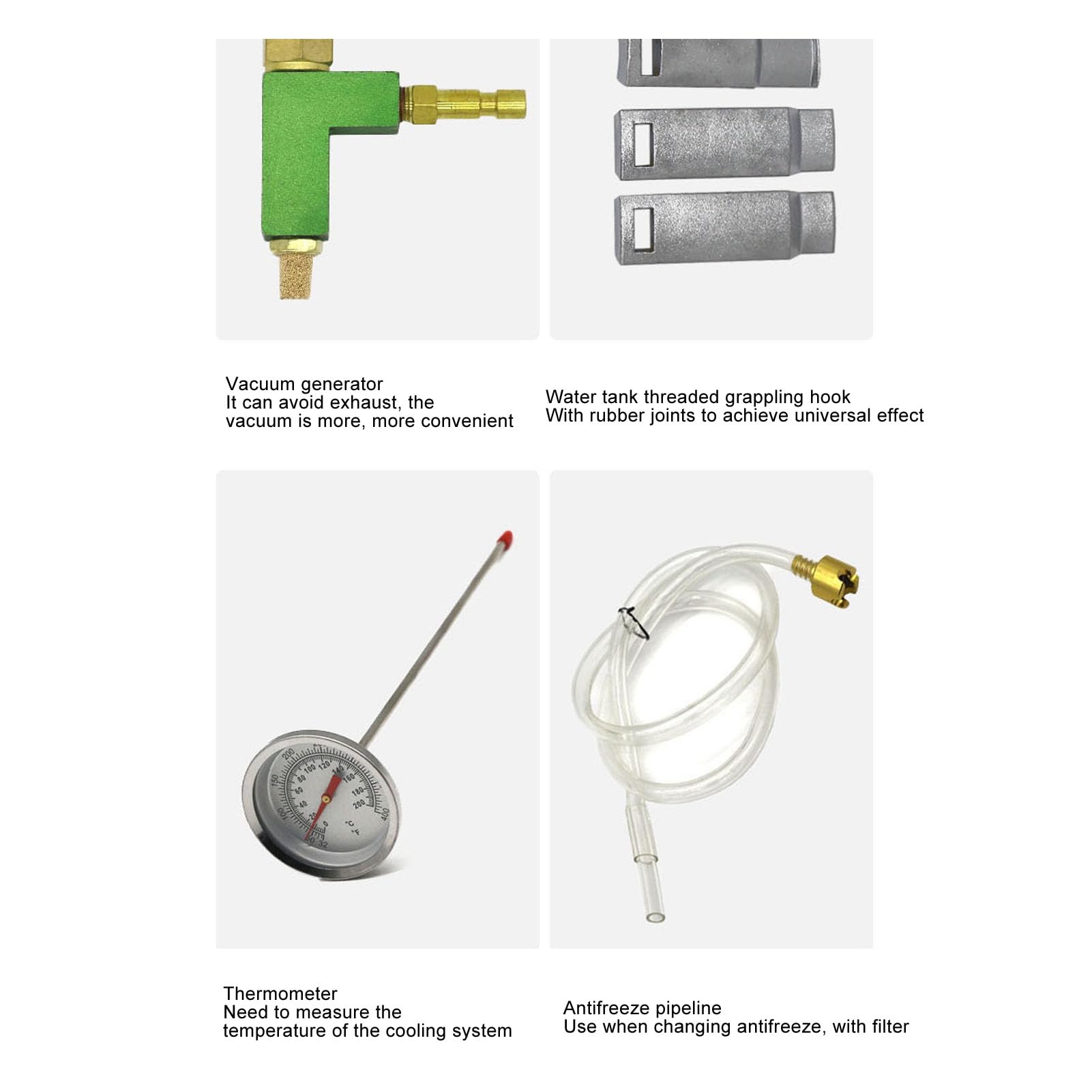 CHICIRIS Kit di Ricarica per Vuoto del di Raffreddamento, Tester di Perdite di Pressione del Radiatore in ABS, Rame e Alluminio, Set da 15 Pezzi per Il Controllo delle Perdite di Riempimento del