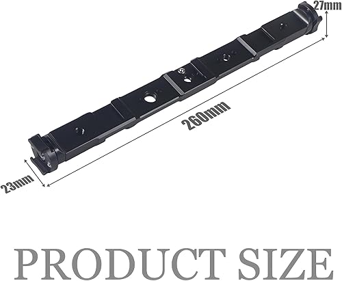 Miniatura 2 de Barra de extensión de zapata fría de 10.2 pulgadas, soporte de extensión giratorio de 360, adaptador de montaje de zapata fría, soporte de flash de