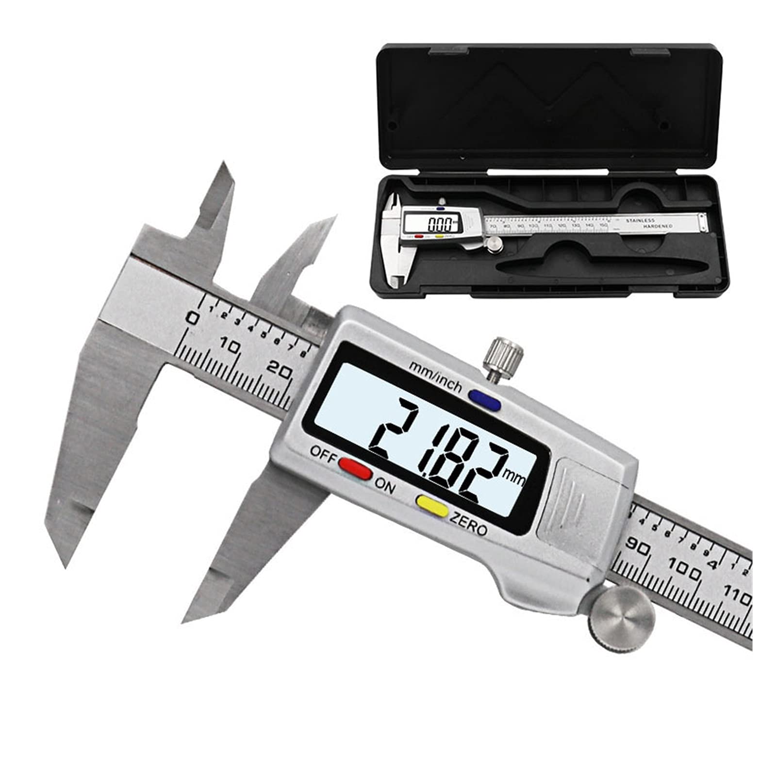 Calibrador digital de 150 mm, herramienta de medición en acero inoxidable de precisión 8