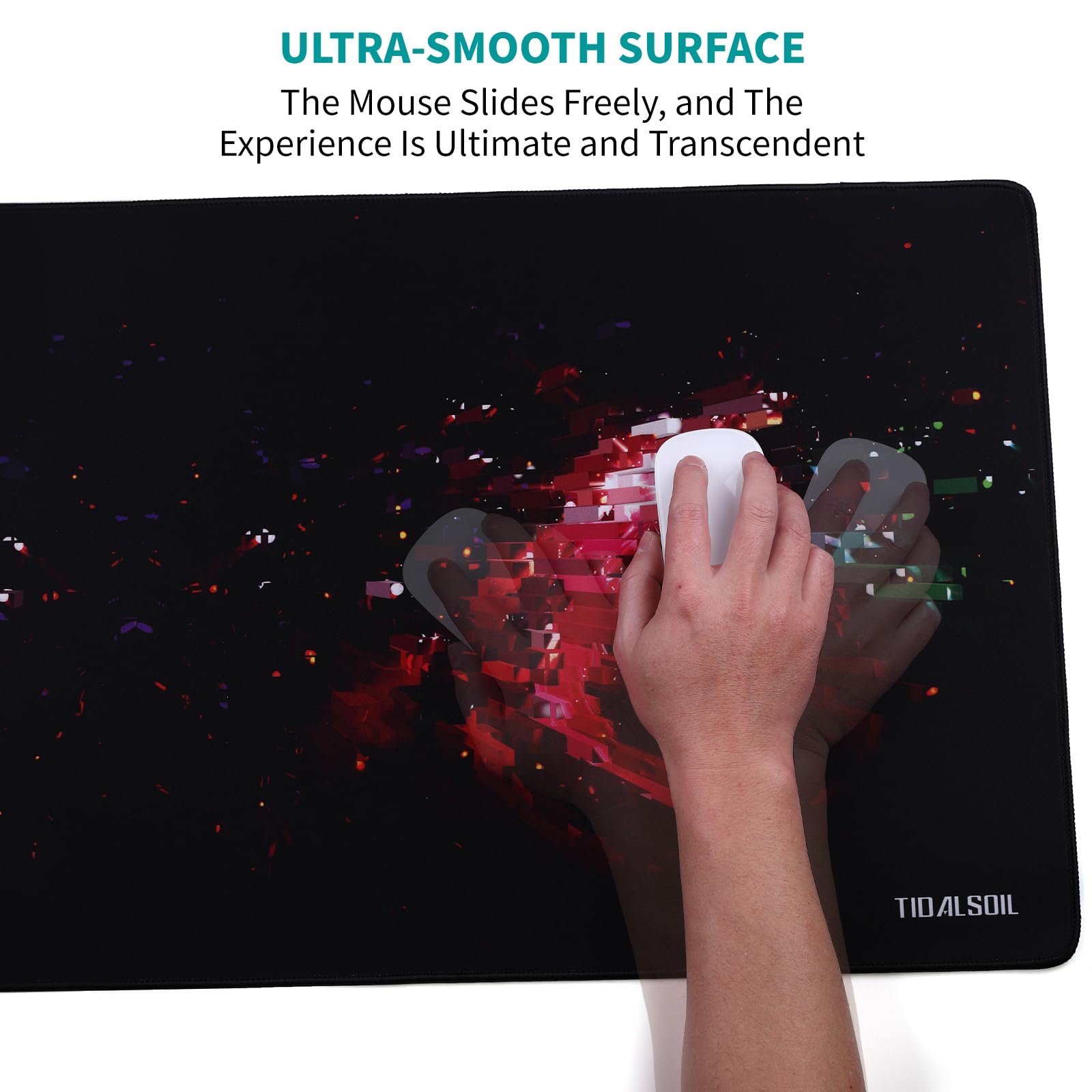 TIDALSOIL Alfombrilla de mouse grande para juegos de 35.4 x 15.7 pulgadas, almohadilla de escritorio extendida de gran tamaño con base antideslizante, bordes cosidos, superficie lisa para teclado,