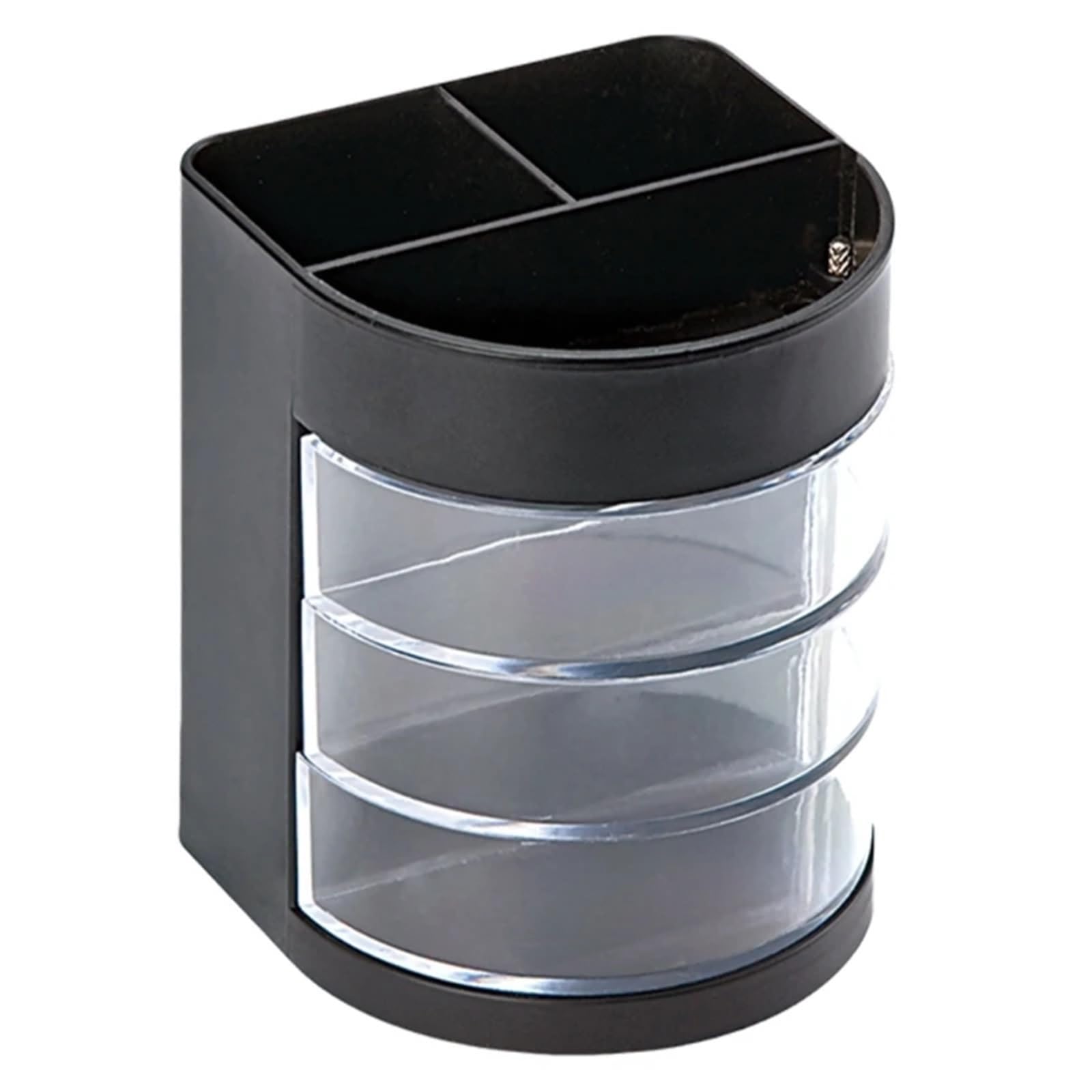 DHYUACN Pen Holder Multifunctional Pen Pencil Holder With 3 Layer Rotating Drawers Desk Organization Storage Box Office Desktop Organizers Desk Pen Holder(Black)