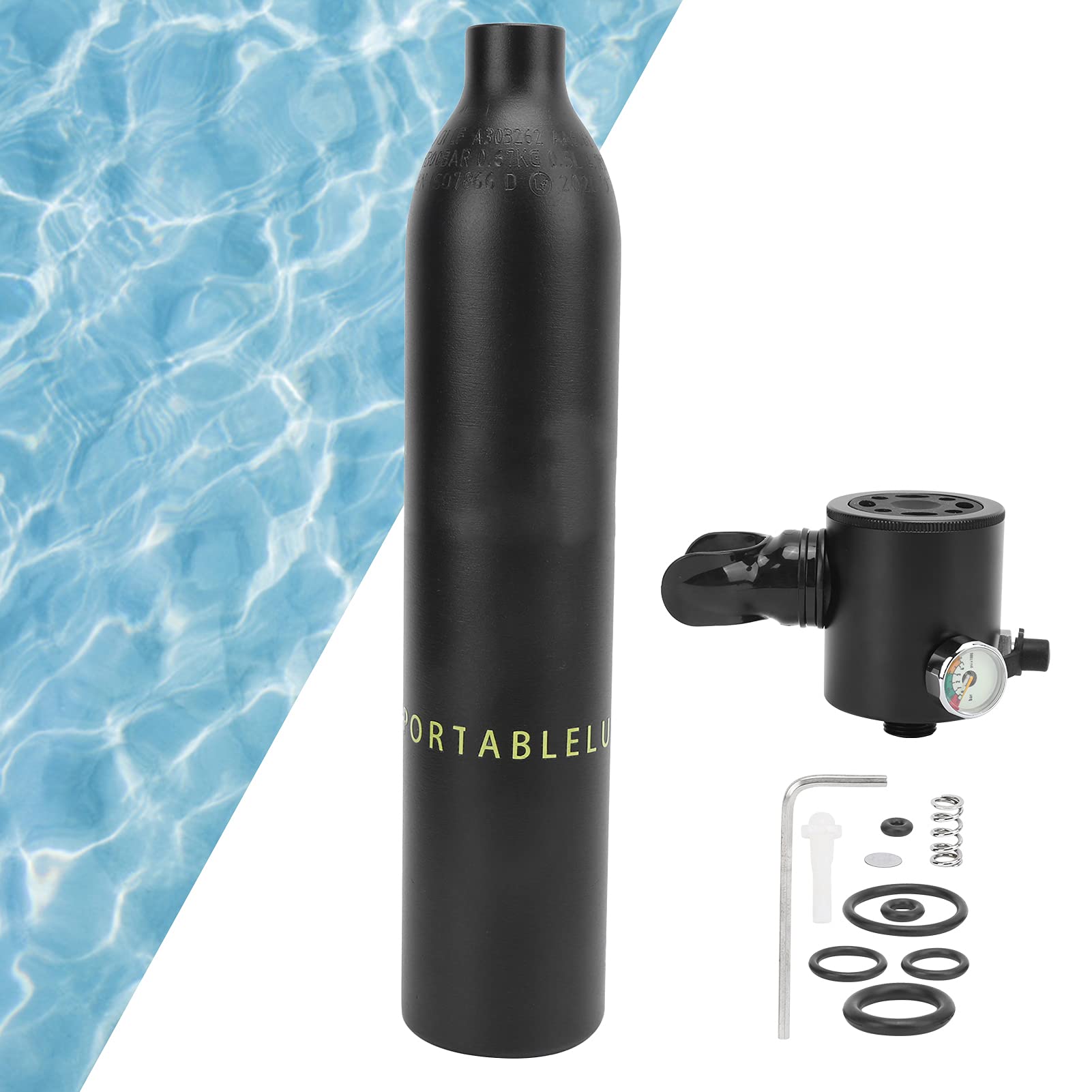 VGEBY Bombola di Ossigeno per Immersione, Bombola per Bombola da 0,5 L Bombola di Ossigeno per Immersione per Immersioni con Regolatore per Immersione(Nero) immersione