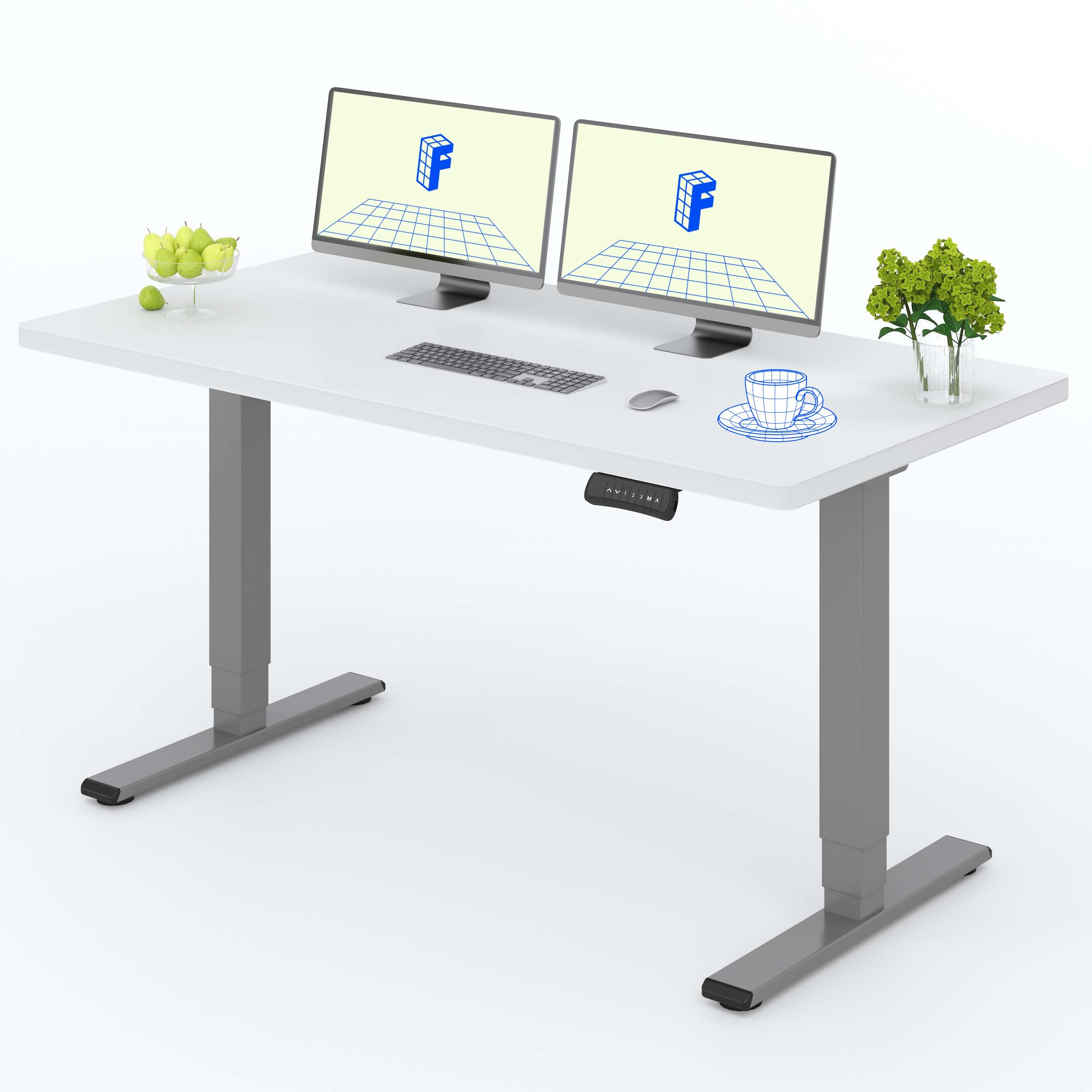 FLEXISPOT Höhenverstellbarer Schreibtisch mit 25 mm einteiliger Tischplatte, Elektrischer Schreibtisch mit Dual-Motor, 3-Fach Teleskop, 160 kg Tragkraft