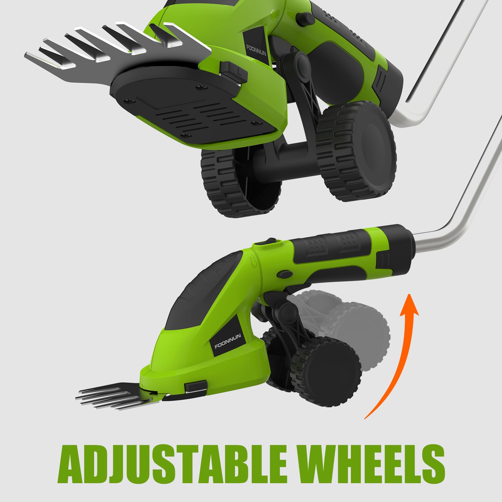 Cisaille Sculpte-Haie Électrique et Taille-Herbes Téléscopique sans Fil 7,2V, Cisaille à Gazon 2 en 1, Poignée Rotative à 180°, Batterie 2000mAh et Câble de Charge, pour Couper Gazon/Buisson
