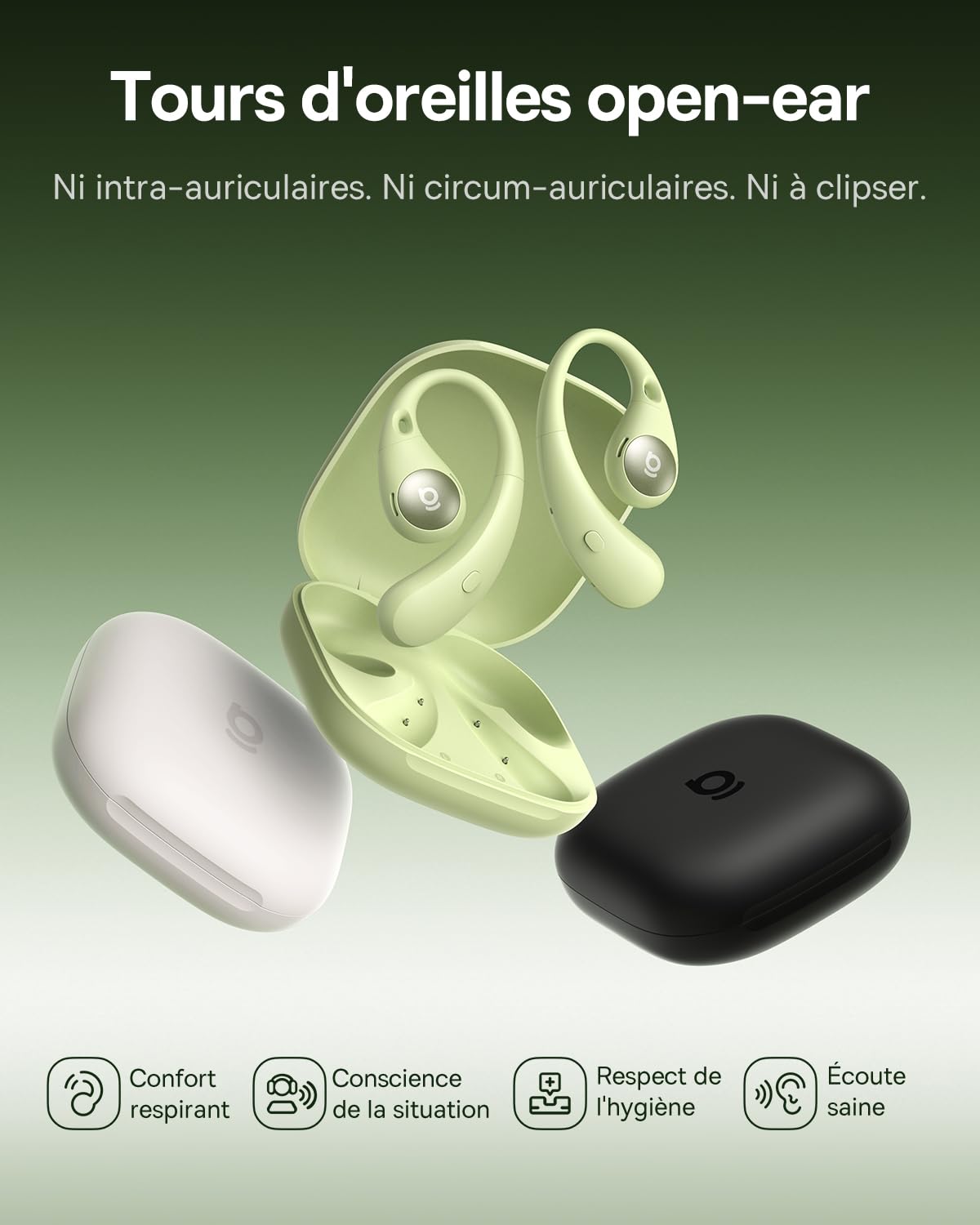 Baseus Eli Sport2 Écouteurs Intra-Auriculaires Ouverts pour Le Sport avec Courbe S Confortable, Lecture 45H, SuperBass 2.0, IPX7, Bluetooth 6.0, 4 Micro KI clairs, écouteurs de Sport pour Fitness et