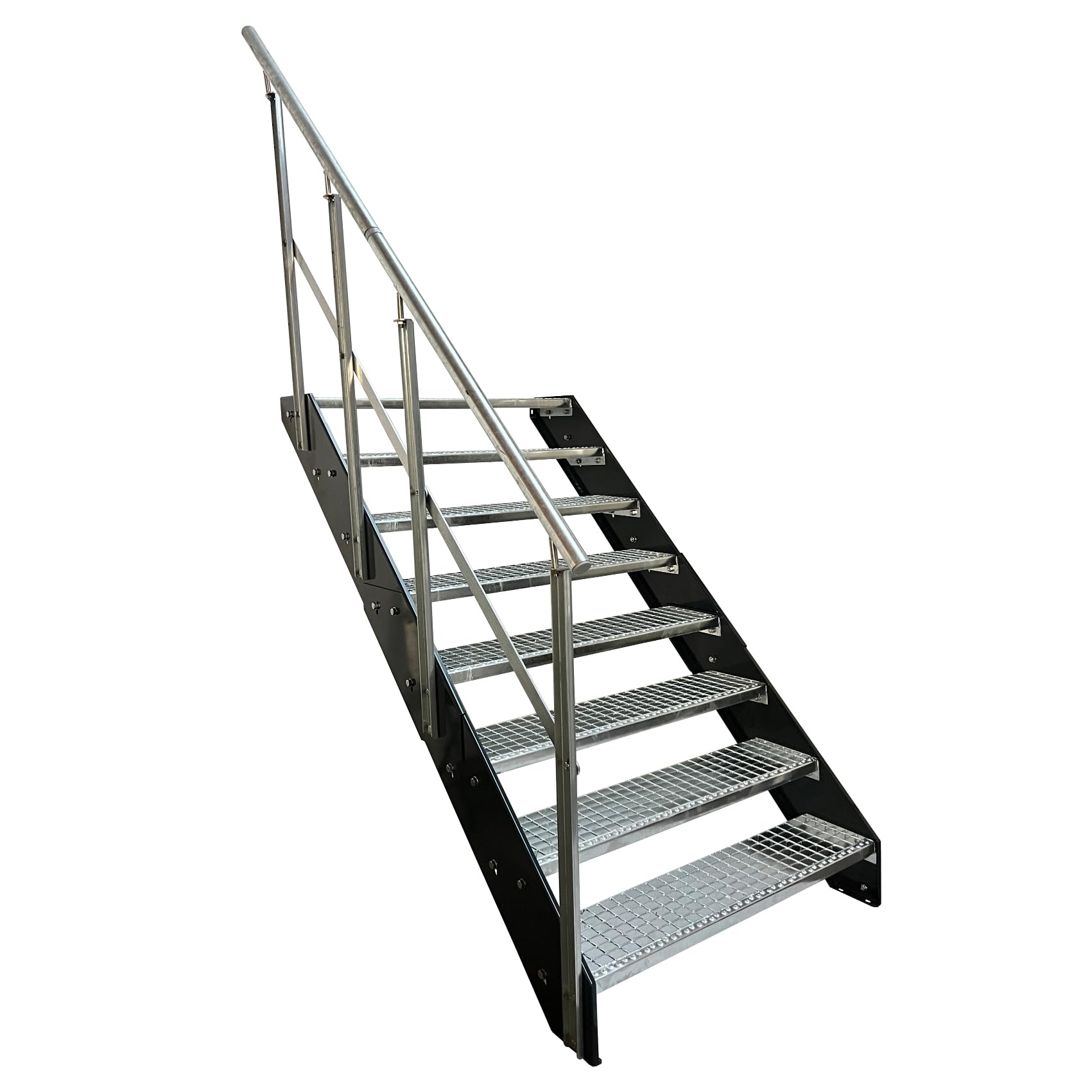 Scala In Acciaio Zincato 8 Gradini - Larghezza 1400mm, Altezza 152cm, Antracite RAL 7016 - Foto 4