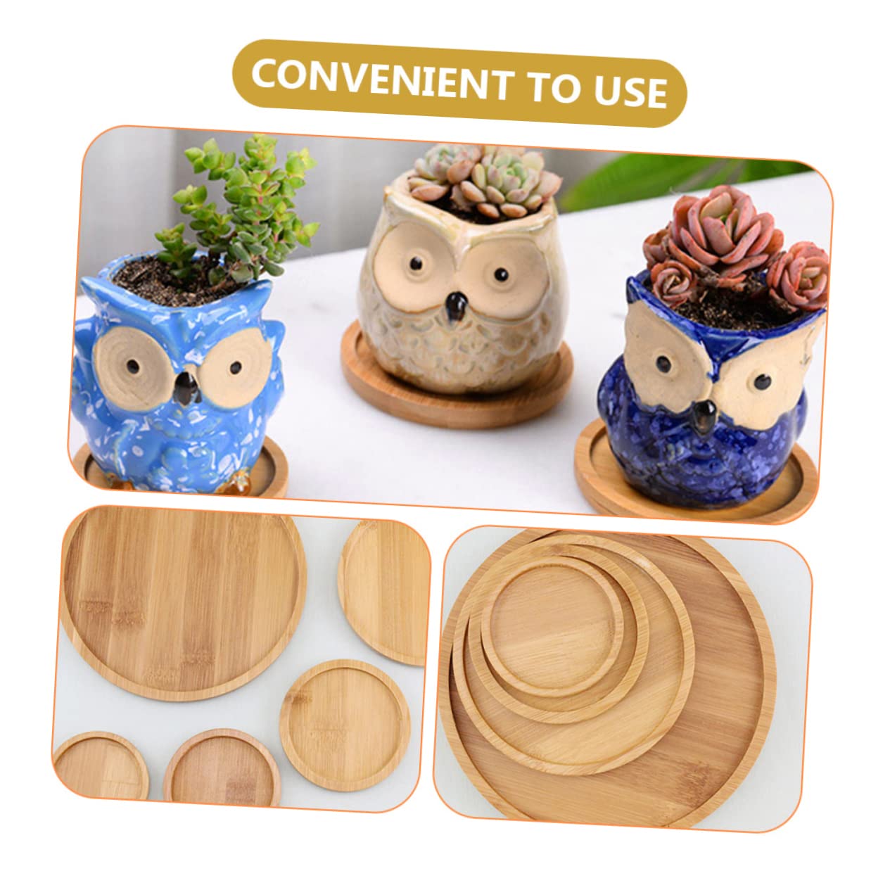 Gogogmee 3pcs Plant Pot Saucer Round Flower Drip Trays for Indoor Plants Durable Wooden Flowerpot Holders High Hardness Rustic Design