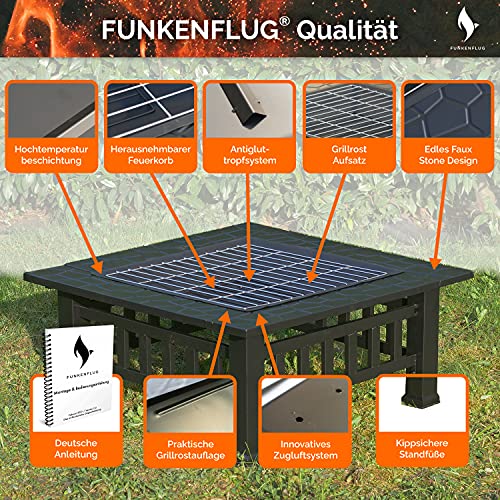 FUNKENFLUG® Vuurschaal met vonkbescherming en grillrooster, voor weldadige warmte en heerlijke gezellige avonden op de… - Image 5