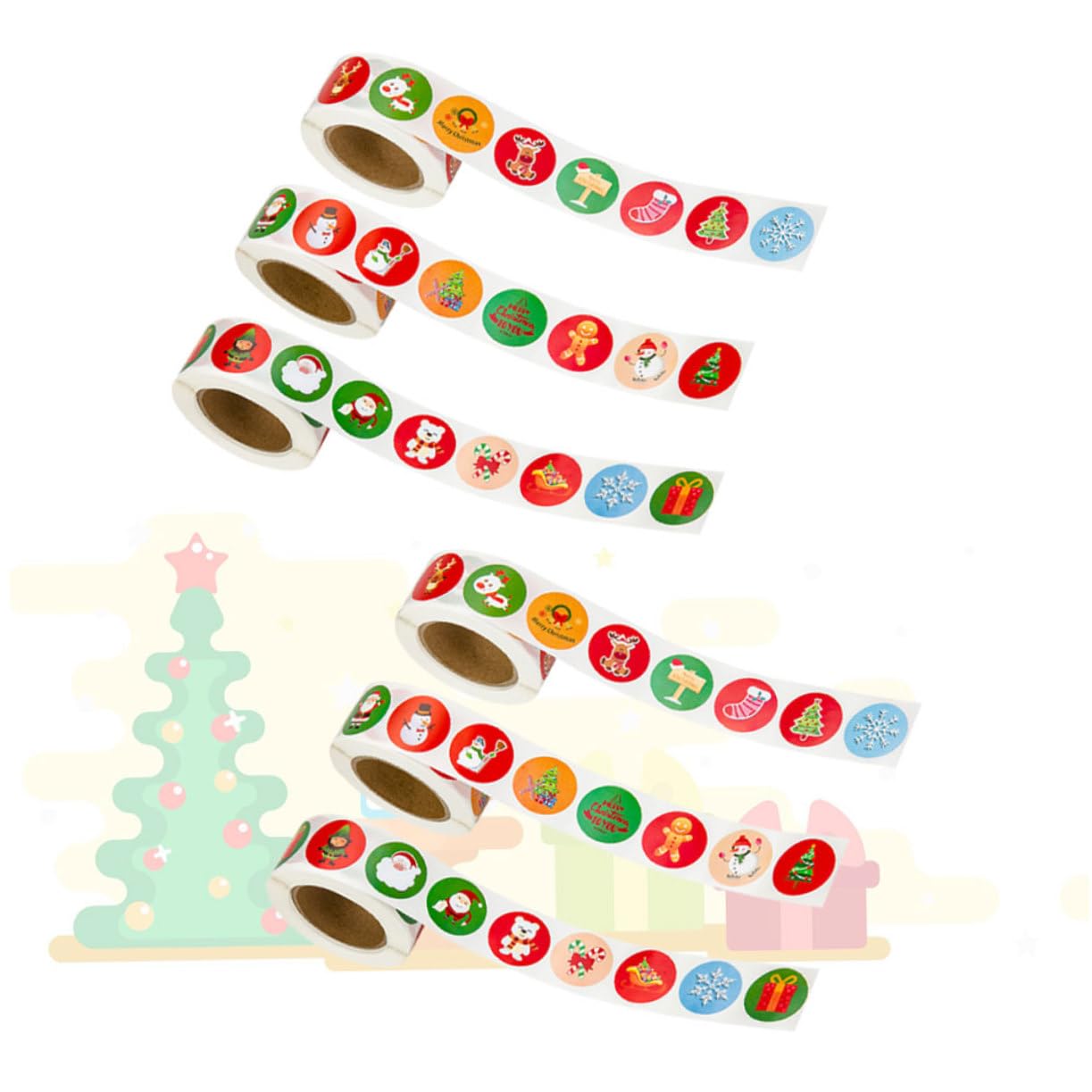Operitacx 12 Rollos Sellado Festivo Pegatinas Marca Pegatinas Embalaje De Bolsas De Dulces Navidad Etiqueta