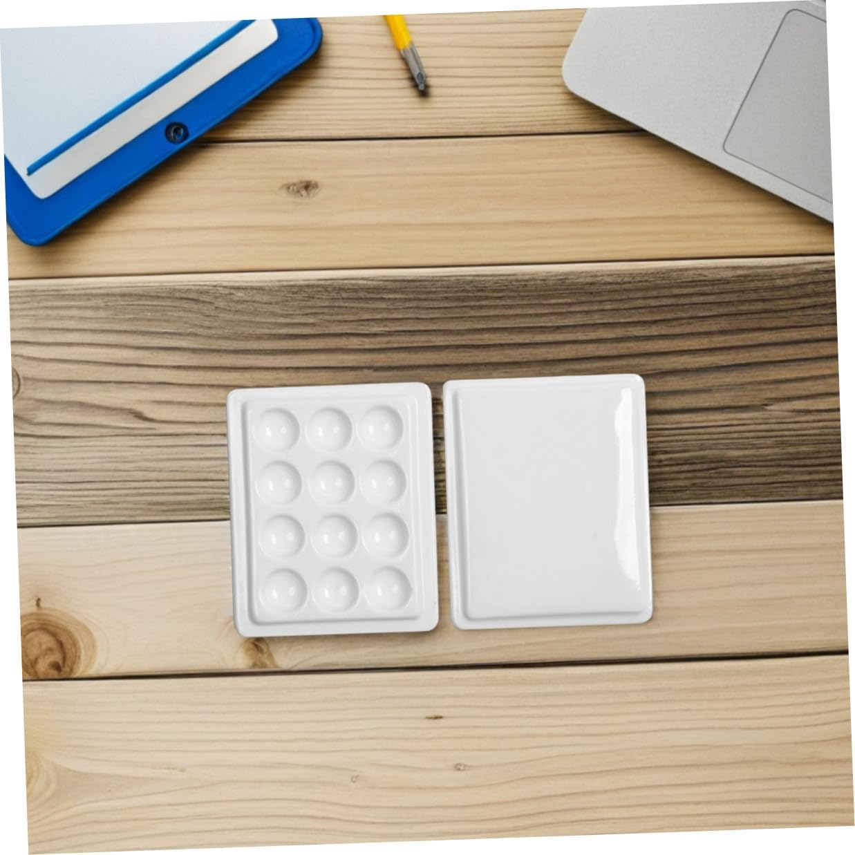 2pcs Plastic Watercolor Palette with Lid 12-Compartment Paint Tray for Artists Leakproof Paint Mixing Tray Suitable for Travel and Painting Supplies