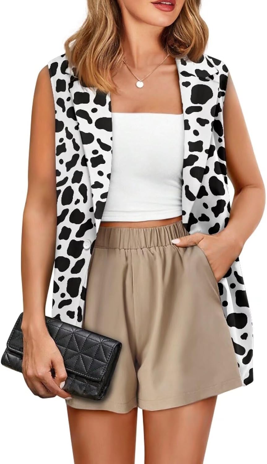 2026 Spring Summer Sleeveless Suit Vest for Women Casual Open Front Loose One Button Waistcoat Oversize Blazer Vest