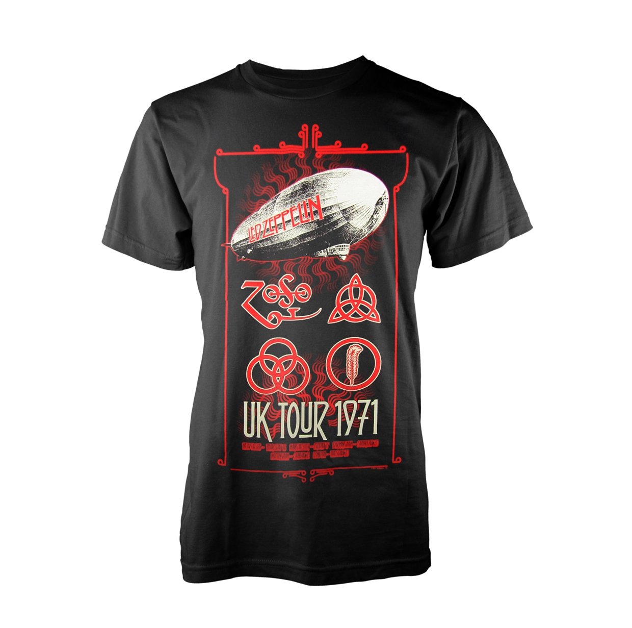 Led Zeppelin Men's Ledzeppelin_UK Tour '71_Men_bl_ts: M T-Shirt Not Applicable, Black (Black Black), Medium