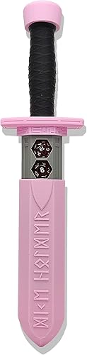 MunnyGrubbers - Soporte para dados de daga de espada - (rosa) - (Juego de 7 dados D20 al azar incluido) - Almacenamiento de dados poliédricos