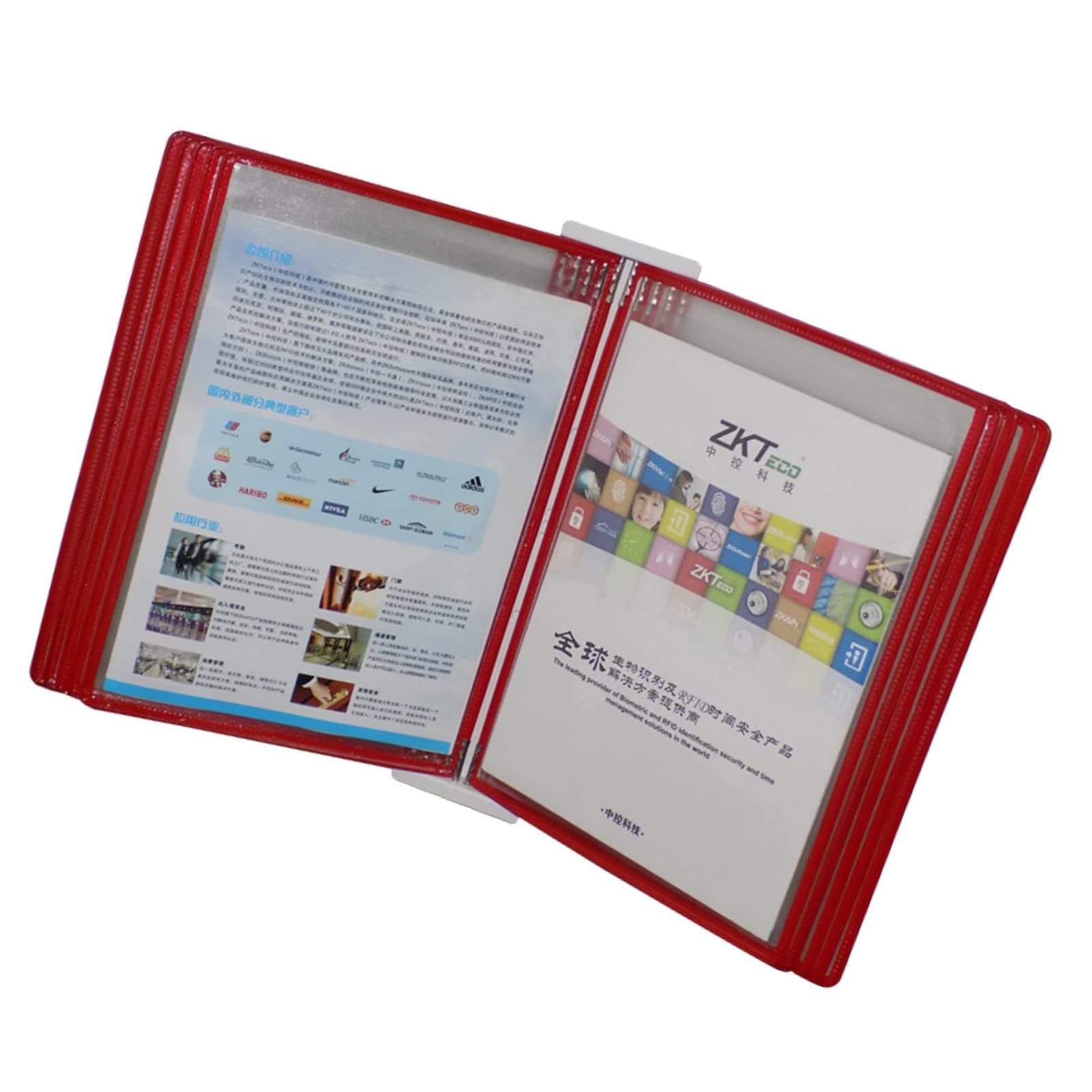 Cartelle, 10 pannelli bifacciali, con 20 tasche formato lettera A10, espositore for documenti a fogli mobili(Red)