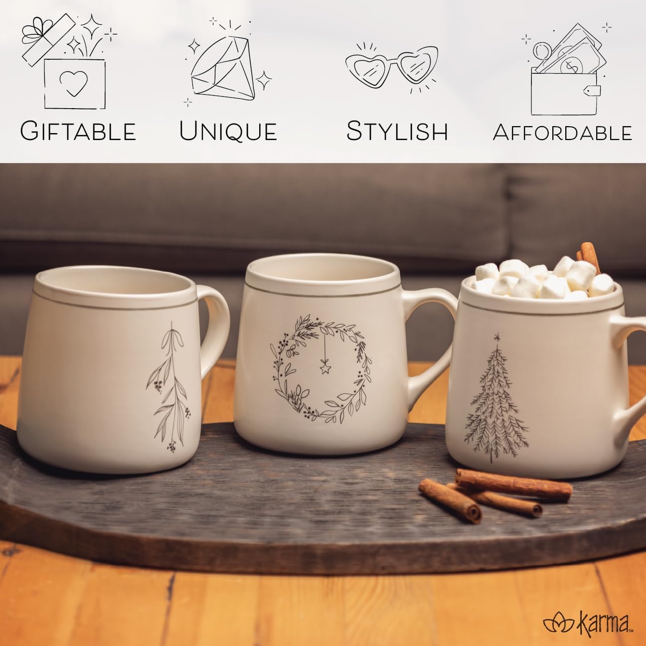 Karma Gifts, Winter White Mug, Mistletoe, 18 OZ - Image 6