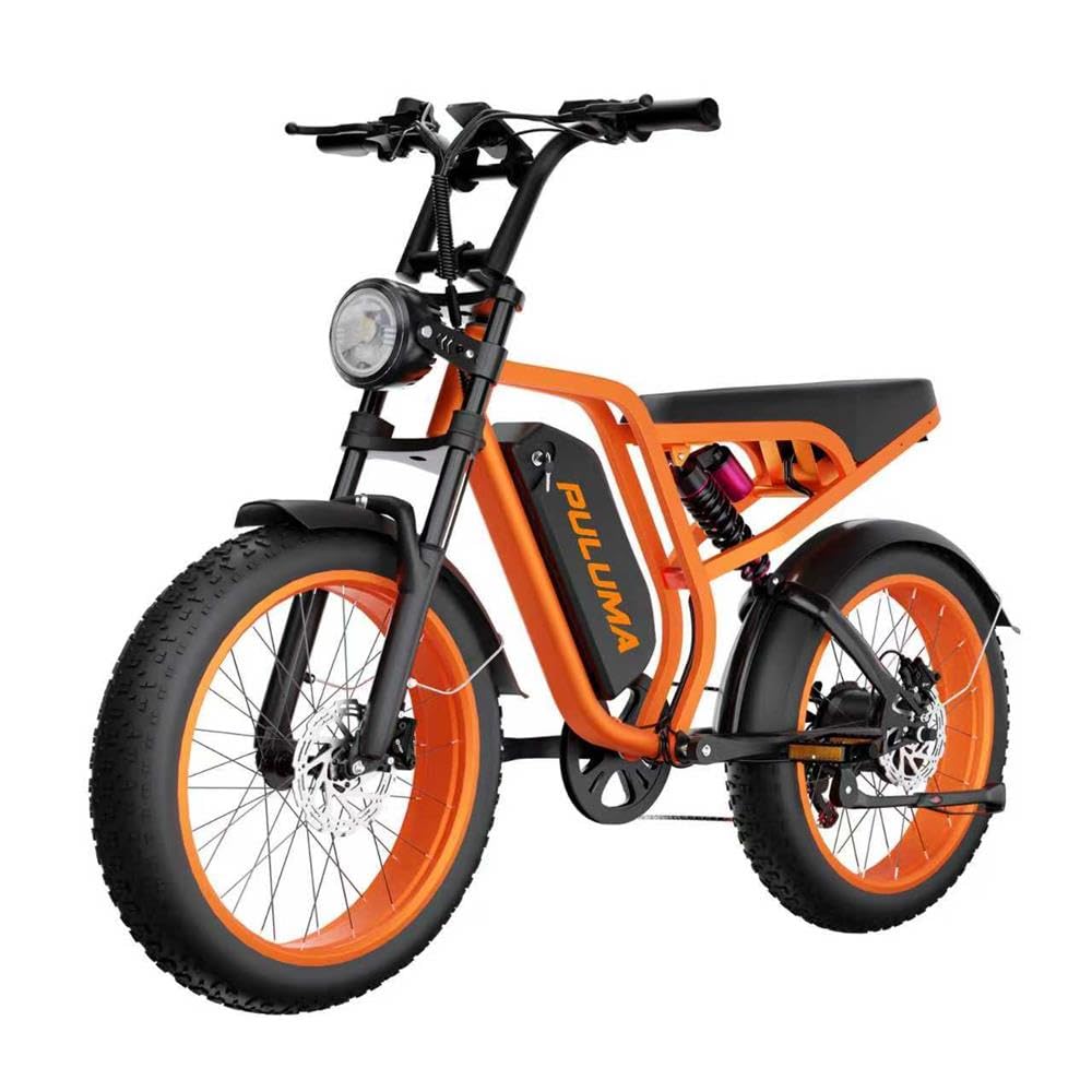 SU8 Vélo électrique pour adulte, batterie amovible 52 V 20 Ah, pneus larges 20 x 4,0, autonomie de 80 à 120 km, freins hydrauliques, système de suspension complet, dérailleur à 7 vitesses