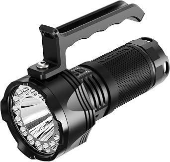 NIERON B400-B Super Bright 16000 Lumens Flashlight, Rechargeable Dual Switch Spotlight & Floodlight, 880m Beam Distance, 210H Runtime, IPX8 Waterproof, Tactical Flashlight for Camping Hiking Emergency