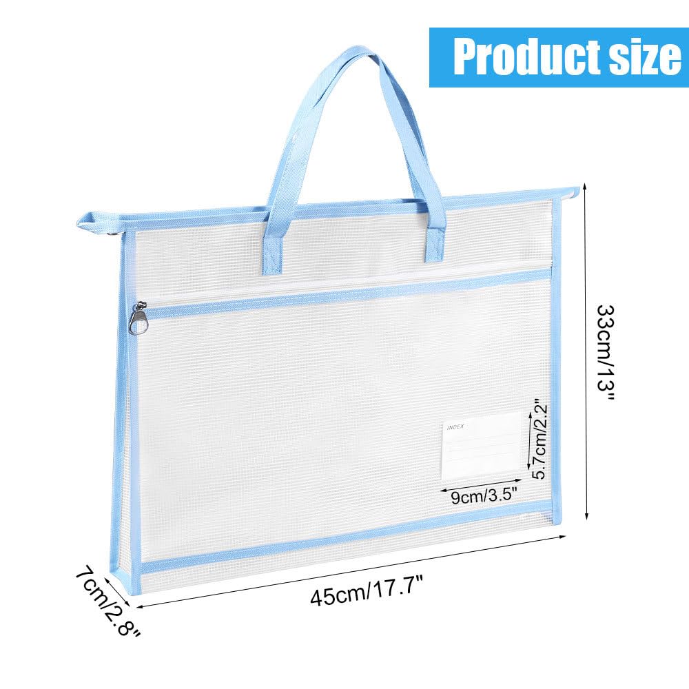Borse di File, 3 Pezzi Sacchetto di Zip con Cerniera, A3 Borsa per Progetti Impermeabile con Manici per Uffici Cosmetici Forniture Accessori da Viaggio
