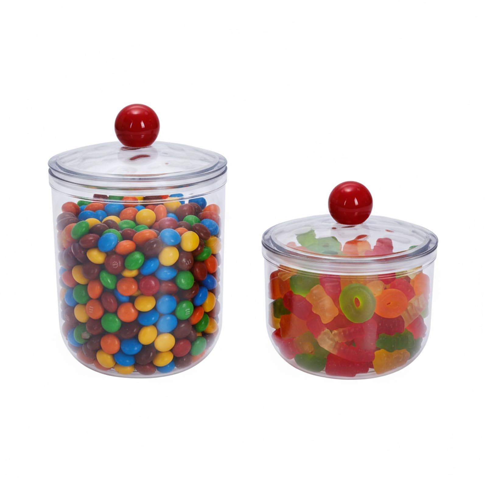 Punorric 2 Pack Candy Jars, 900&1400ml Airtight Plastic Sweet Jars with Lids, Clear Sweet Jars for Candy Buffet, Round Biscuit Tin for Kitchen, Food Storage Container for Cookie, Nuts, BPA-Free — image 1