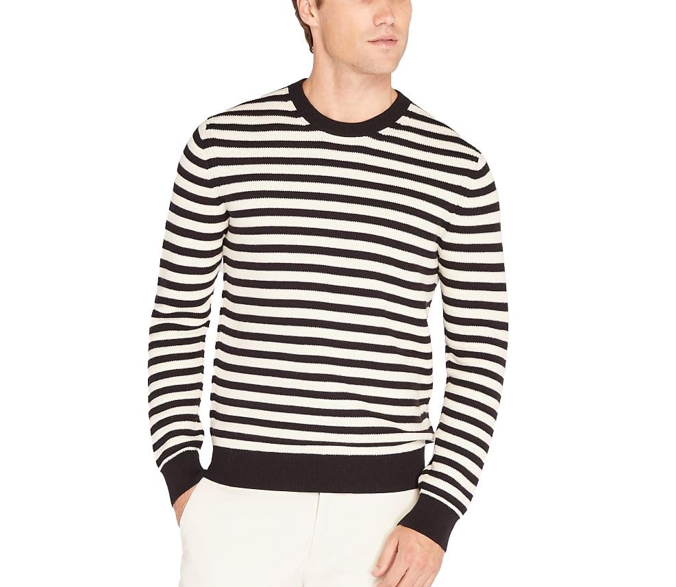 Club Monaco Men's Racking Stitch Striped Crewneck Sweater