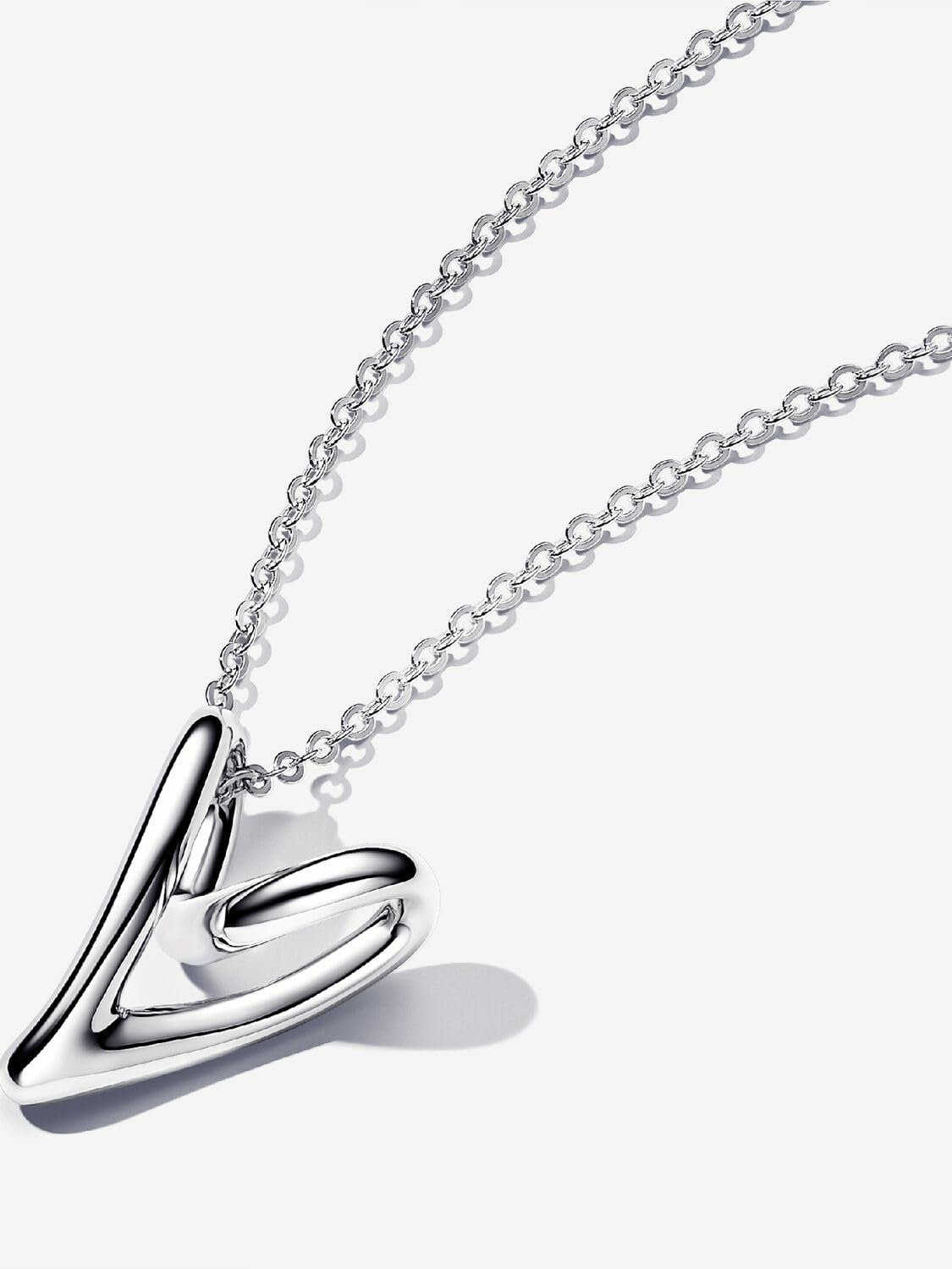 PANDORA Essence Organisch Geformtes Herz Anhänger-Halskette aus Sterling Silber, Größe 70cm, 393272C00-70