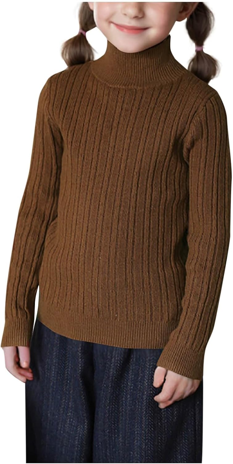 Girl Base Knit Sweaters Turtleneck Long Sleeve Slim Sweater Medium Large Children's Casual Warm Knitted Top