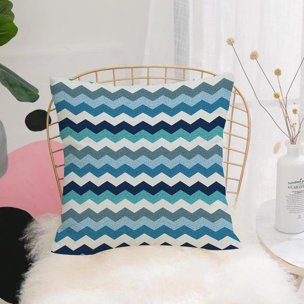 HYOSXW Cushion Cover,Throw Pillow Case Home Decorative for Living Room Bedroom Sofa Chair 16X16 Inch,Herringbone pattern, blue and white twists repetitive design evokes the rhythm,Pillowcase 40X40cm