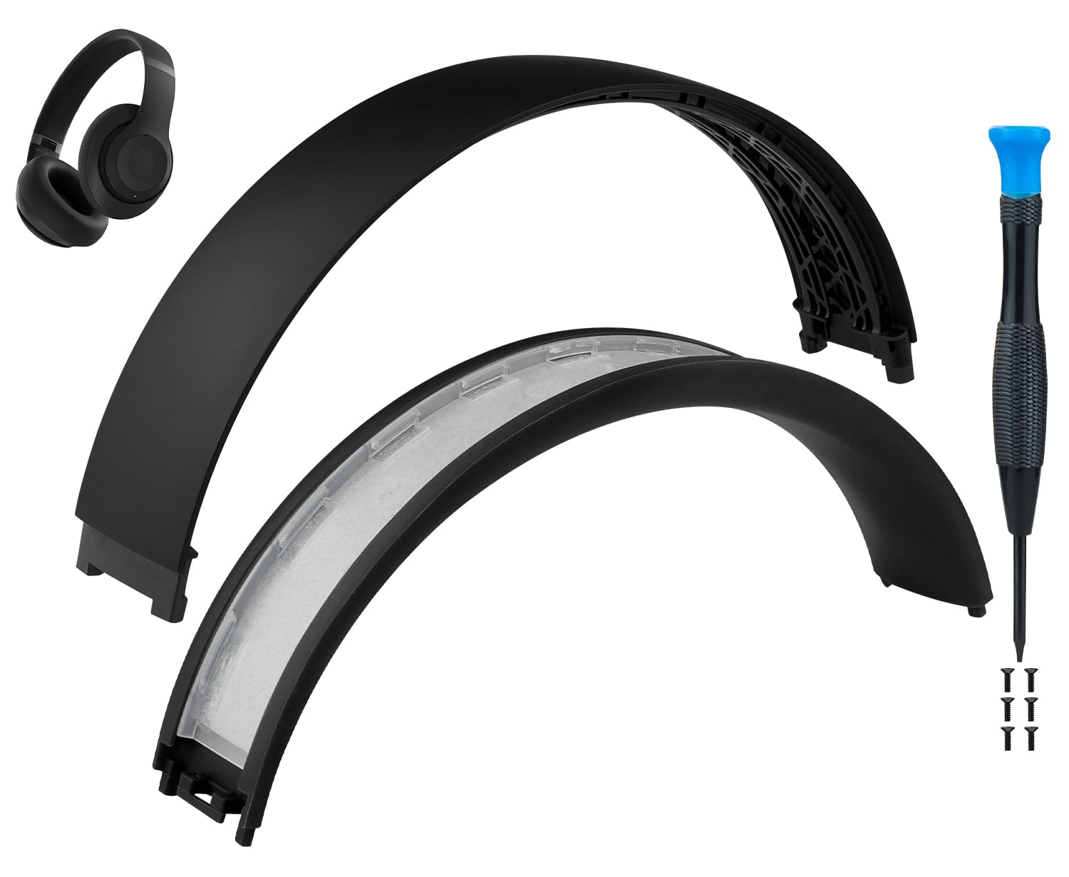 SOULWIT Housse de Bandeau Remplacement pour Beats Studio Pro Antibruit Casque, Pièce de Réparation Headband pour Serre-tête en Silicone et Nylon Durables