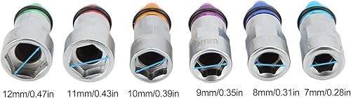 Miniatura 6 de Kit de llave de purga de frenos con 6 adaptadores, goma metálica, universal para automóvil, SUV, camión ligero, motocicleta, 0.27-0.47 pulgadas,