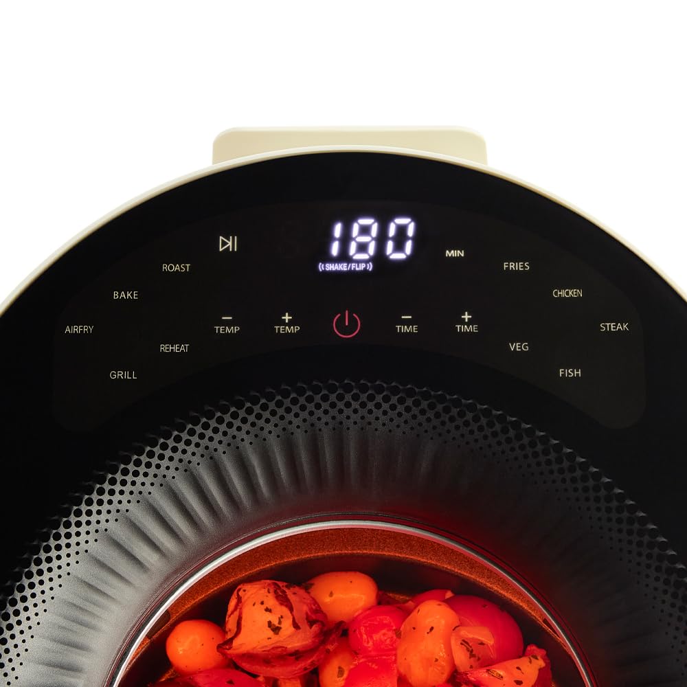 Russell Hobbs Friggitrice ad aria Panoramica, 5 L,no olio, 10 programmi di cottura, lavabile in lavastoviglie, friggere, grigliare, cuocere al forno, 200°C, Crema, 27421-56