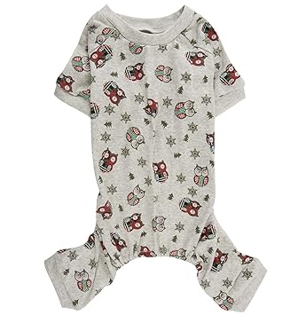 Owl Christmas Tree Xmas Cotton Pet Dog Pajamas Jumpshit for Large Dogs, Back 23