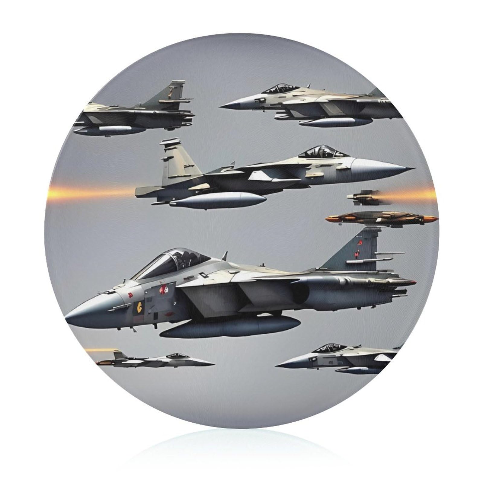 Planche à découper en verre avion de combat ronde pour cuisine