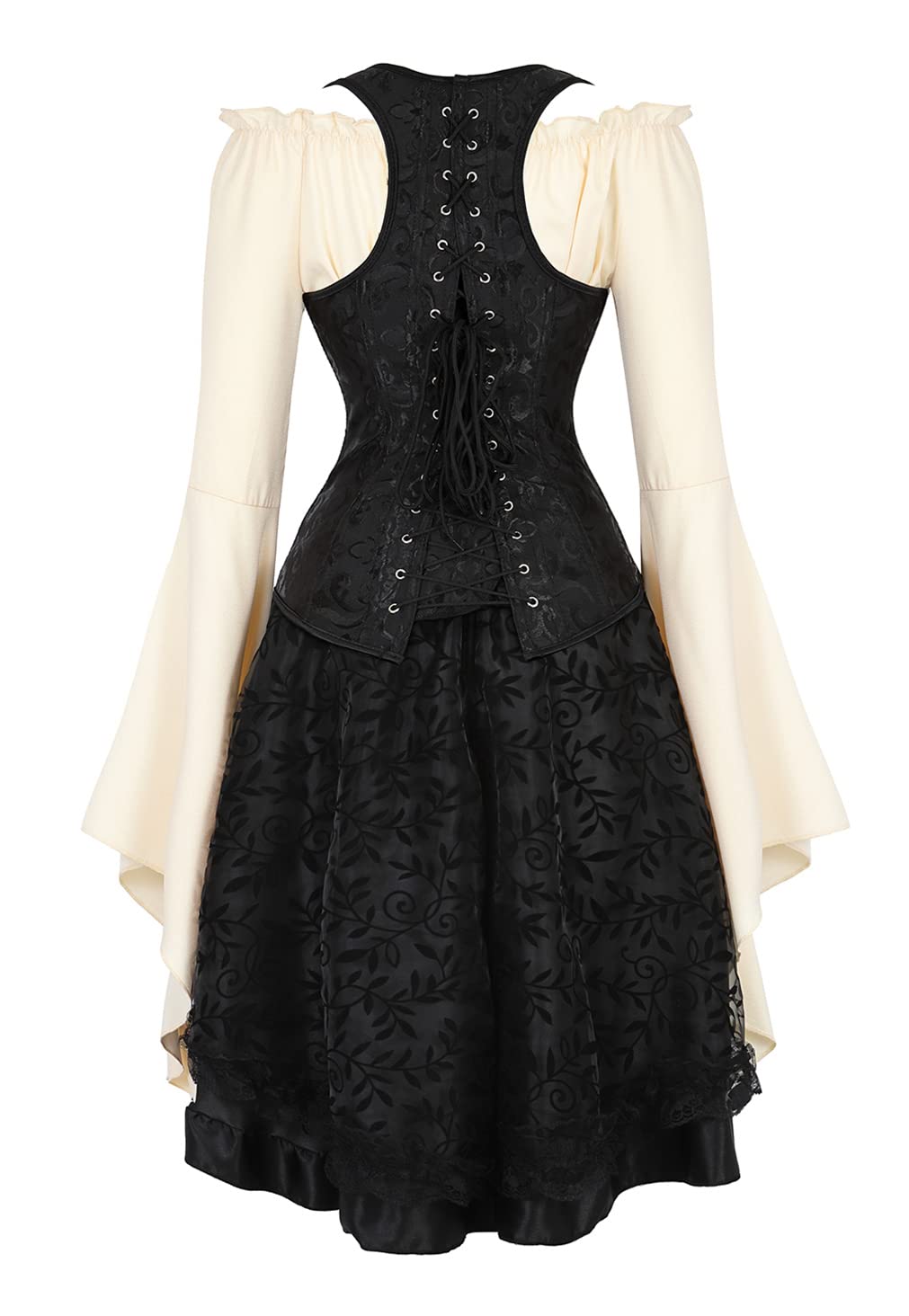 Grebrafan Corset Serre Taille Femme avec Jupe Tulle et Chemisier