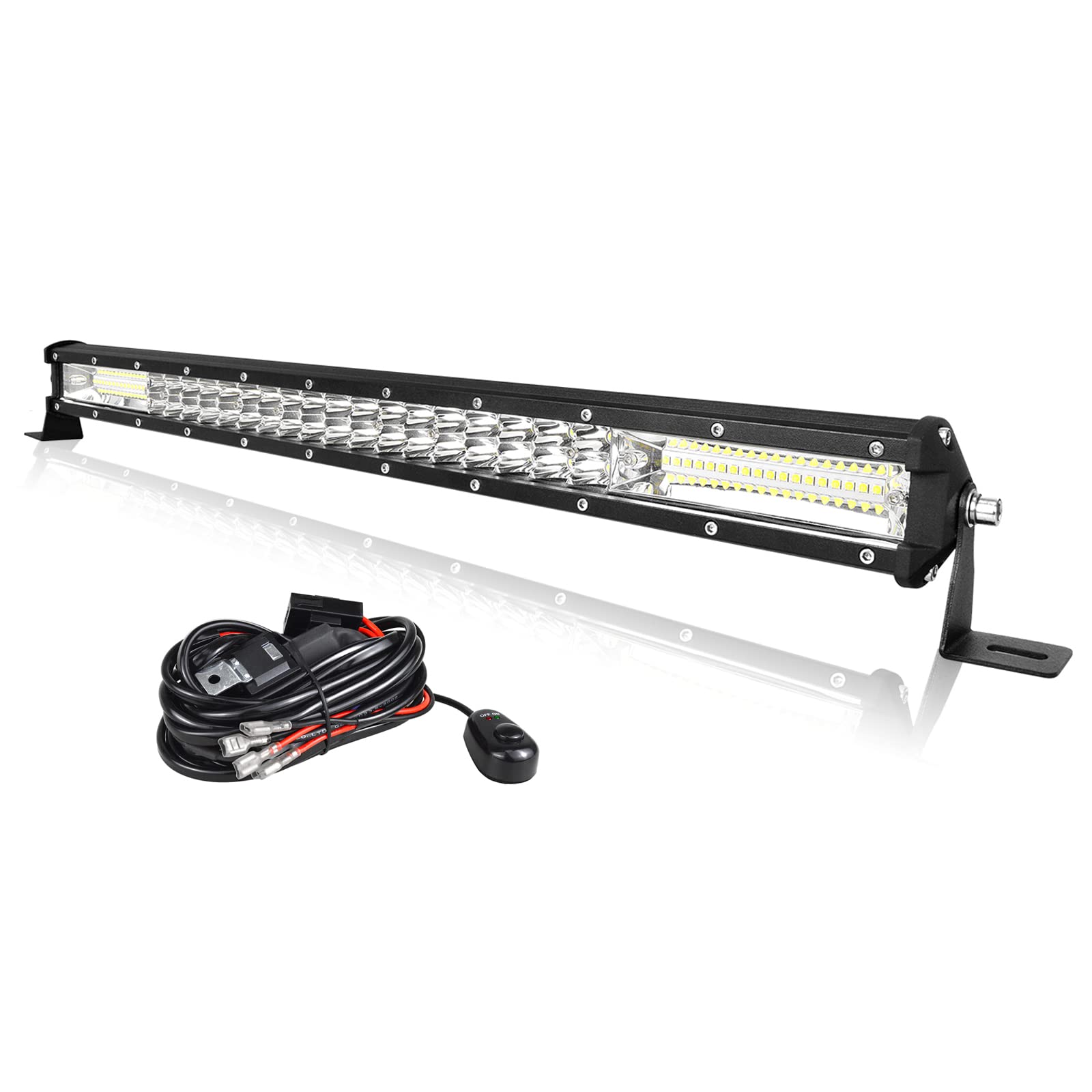 Willpower 24 inch 216W 12000LM Single Row Slim LED Light Bar Spot Beam LED Golf Cart Work Light Bar IP67 Waterproof Fog Light bar + Wiring Harness for RZR Boat ATV UTV Trucks SUV Tractor,DC 12V 24V