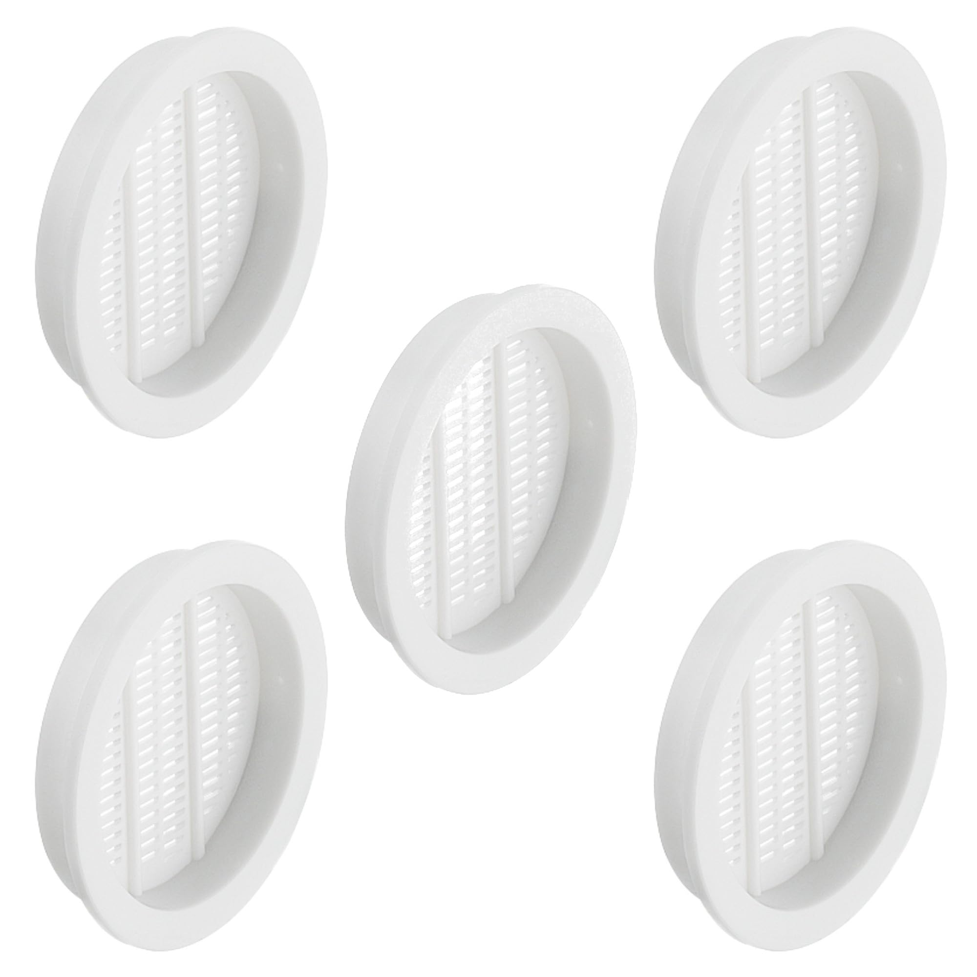 cyclingcolors 5x Rejilla de ventilación redonda 44 mm Diámetro total 49 mm de plástico Orificio Gabinete Armario Cocina, Blanco