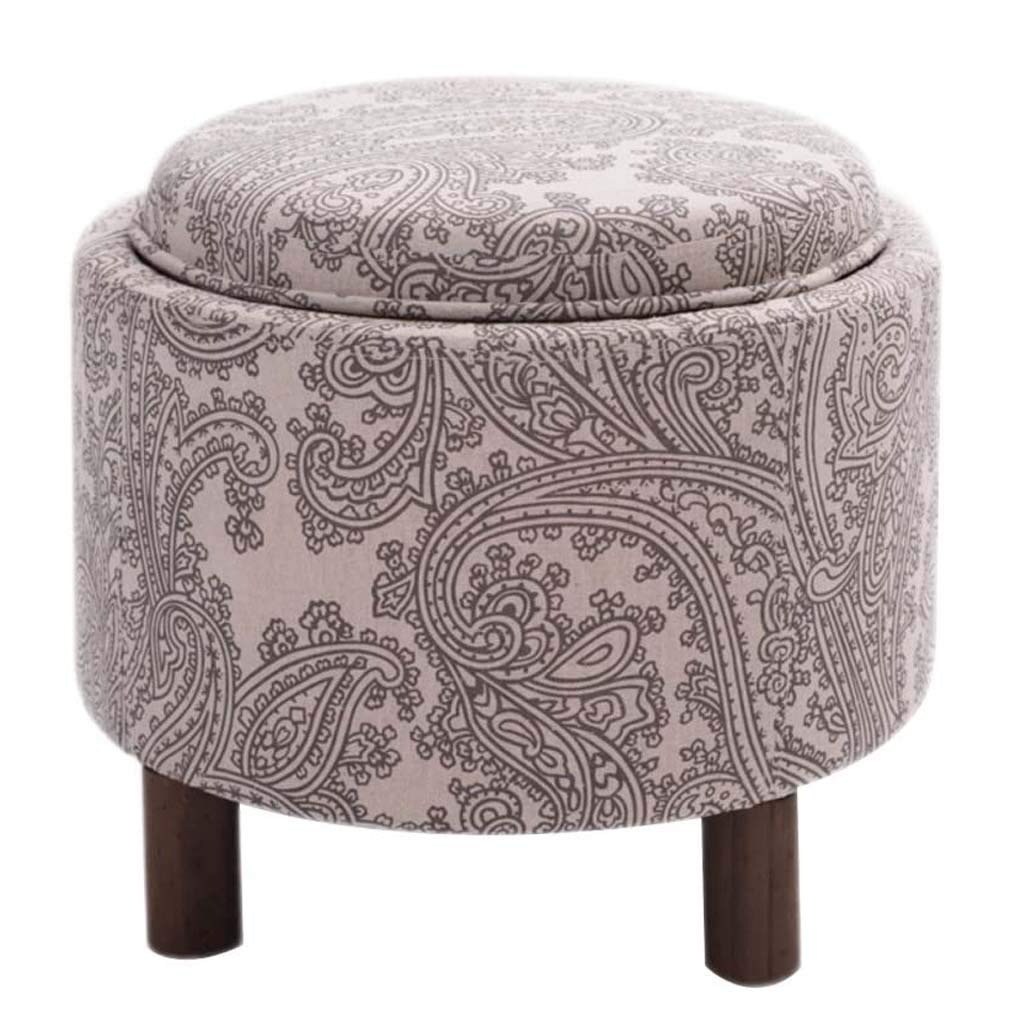 Tabouret repose-pieds rembourré portable en lin avec coffre de rangement
