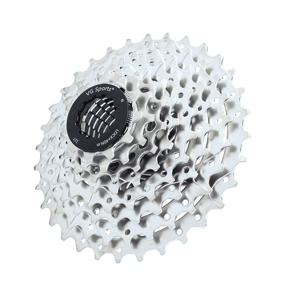 VG SPORTS 8 Speed Steel Cassette 11-32T, Silver, Compatible with Shimano/SRAM, Bike Cassette for Road Bike/MTB