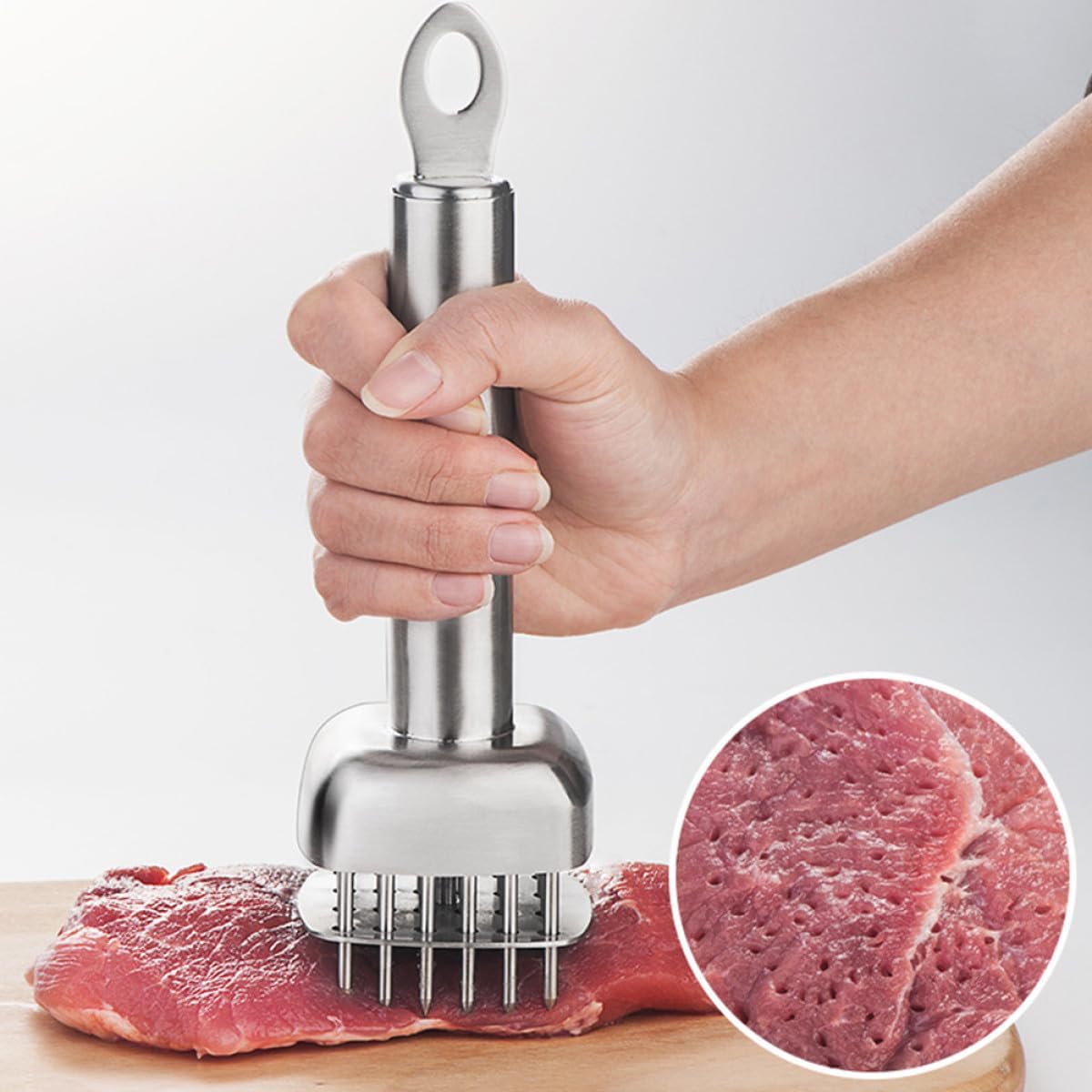 Stainless Steel Steak Tenderizer Meat Tenderizing Needle with 304 Steel Construction for Beef Pounder and Kitchen Meat Loosening Tool, Single Piece for Home Cooking and Bbq