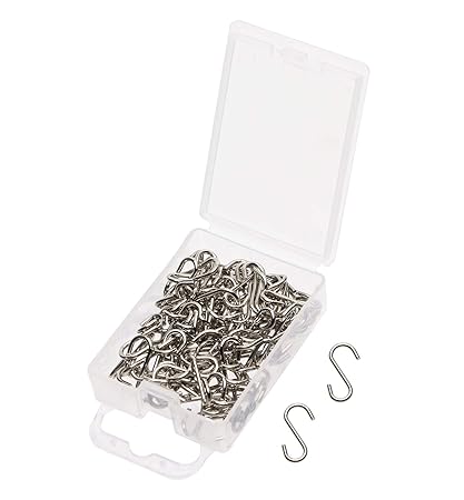 Shapenty Mini Stainless Steel S Shaped Wire Hanger Ornament Hook Connector for DIY Craft Necklace Earrings Jewelry Hanging, Key Chain Name Tags and Birthday Calendar Boards, 0.55 x 0.24 Inch, 100PCS