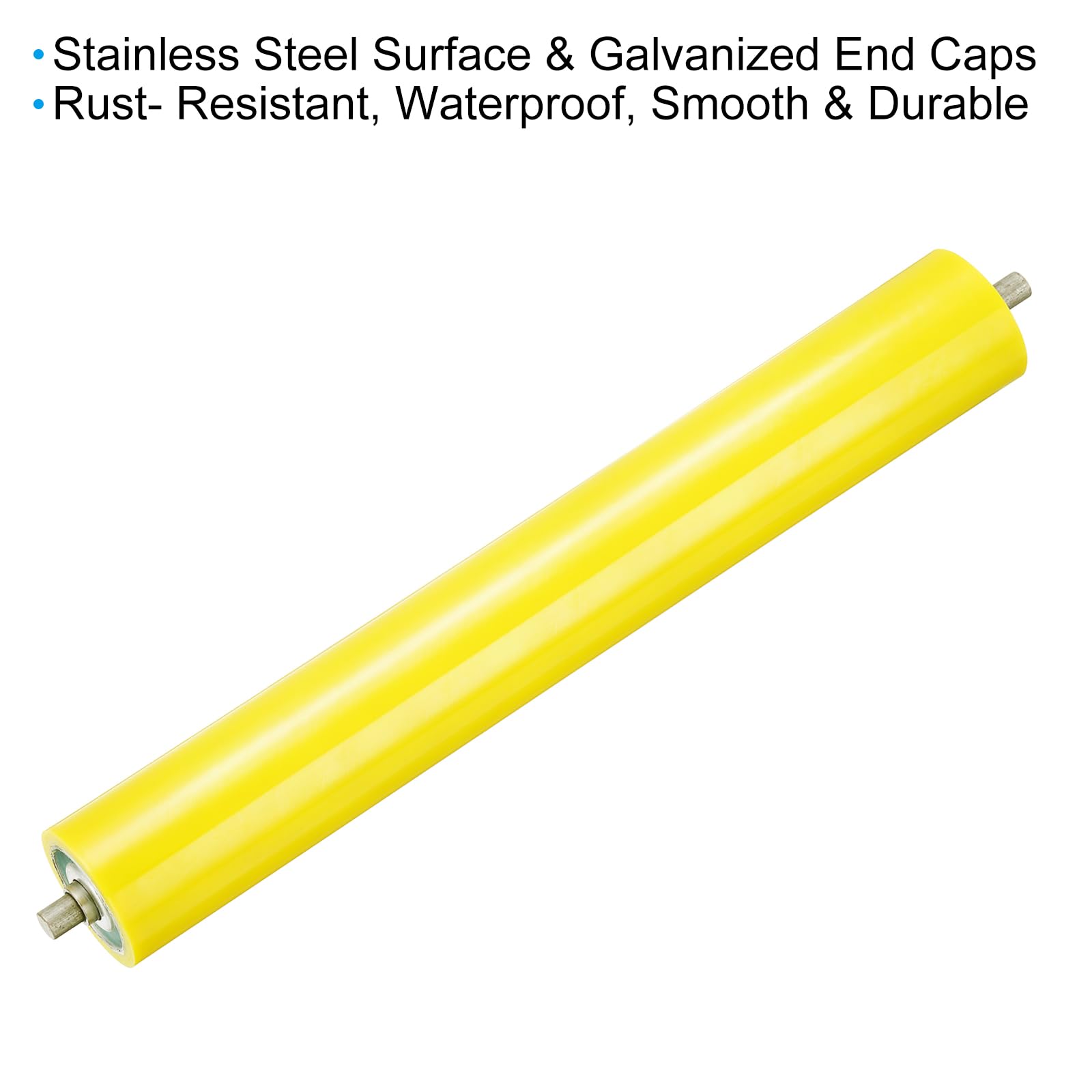 PATIKIL Poliuretano Rivestito Trasportatore Rullo 4" Diametro 16" Lunghezza Inox Acciaio Trasmissione Sostituzione Parte Zincato Fine Giallo
