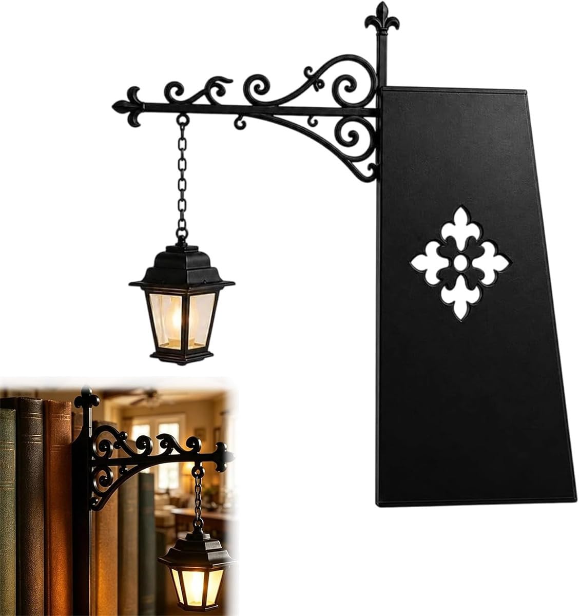 Xebular Library Lantern-Decorative Bookshelf Lighting,Warm LED Nightlight, Miniature Shelf Light,Vintage Wooden Bookcase Lamp,Reading Nook Literary Decor,Home Desk Hanging Ornament (1 Pcs)