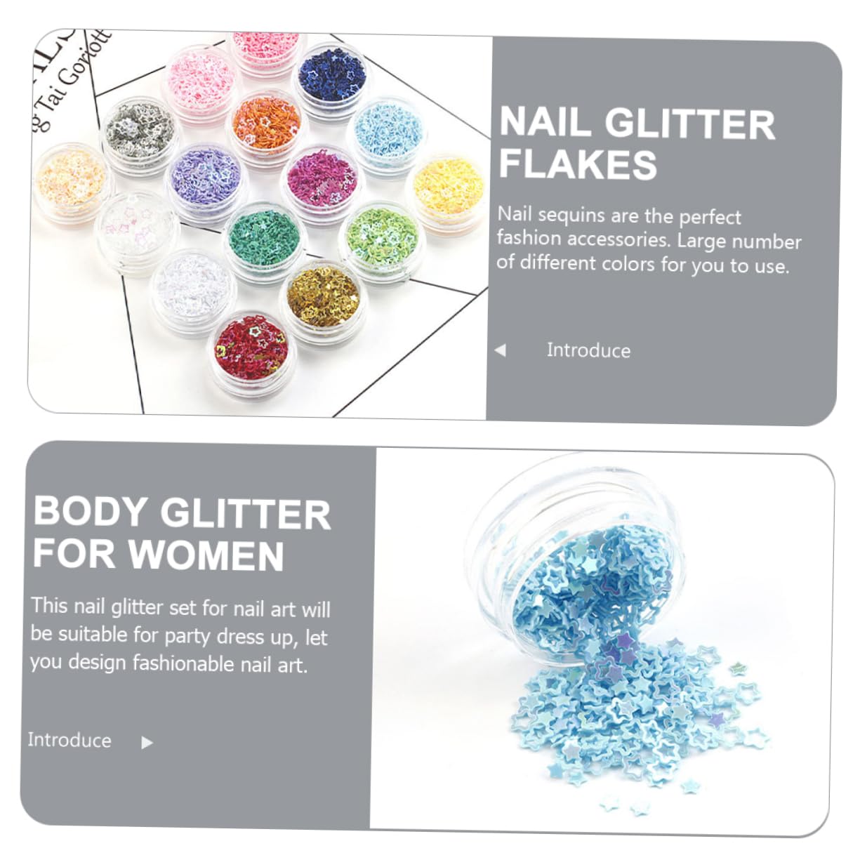 Mikinona Nail Glitter Set 16 Boxes of Sequin Manicure Jewelry for DIY Nails Face Makeup