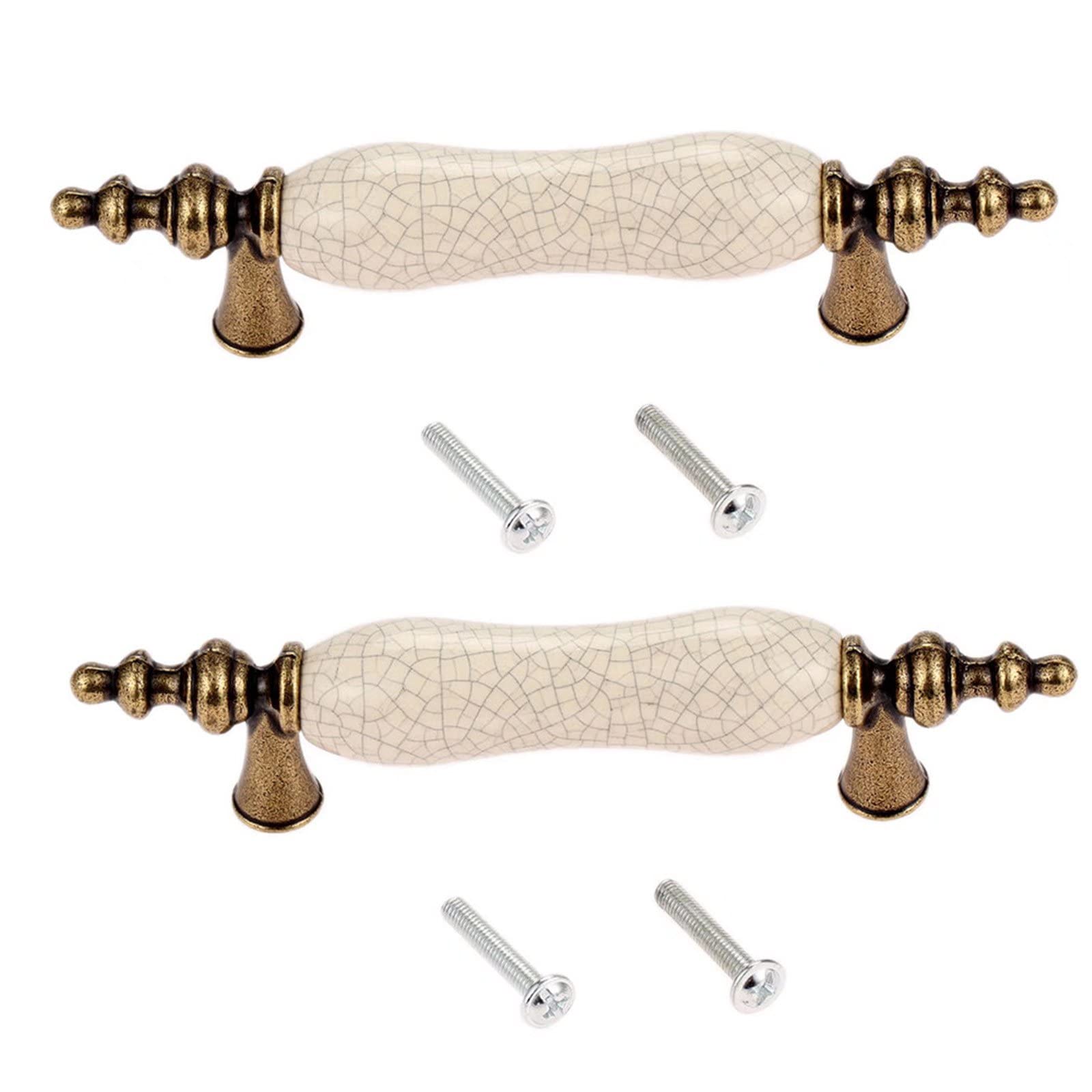 Fbshop(Tm) B-Hole Distance:76mm 2Pcs Crackle Pattern Ceramics Door Knobs/Pull Handles/Door Handles For Dressers And Bathroom Cabinets, Bedroom Drawers, Kitchen Cabinets, And Living Room,Simple Design