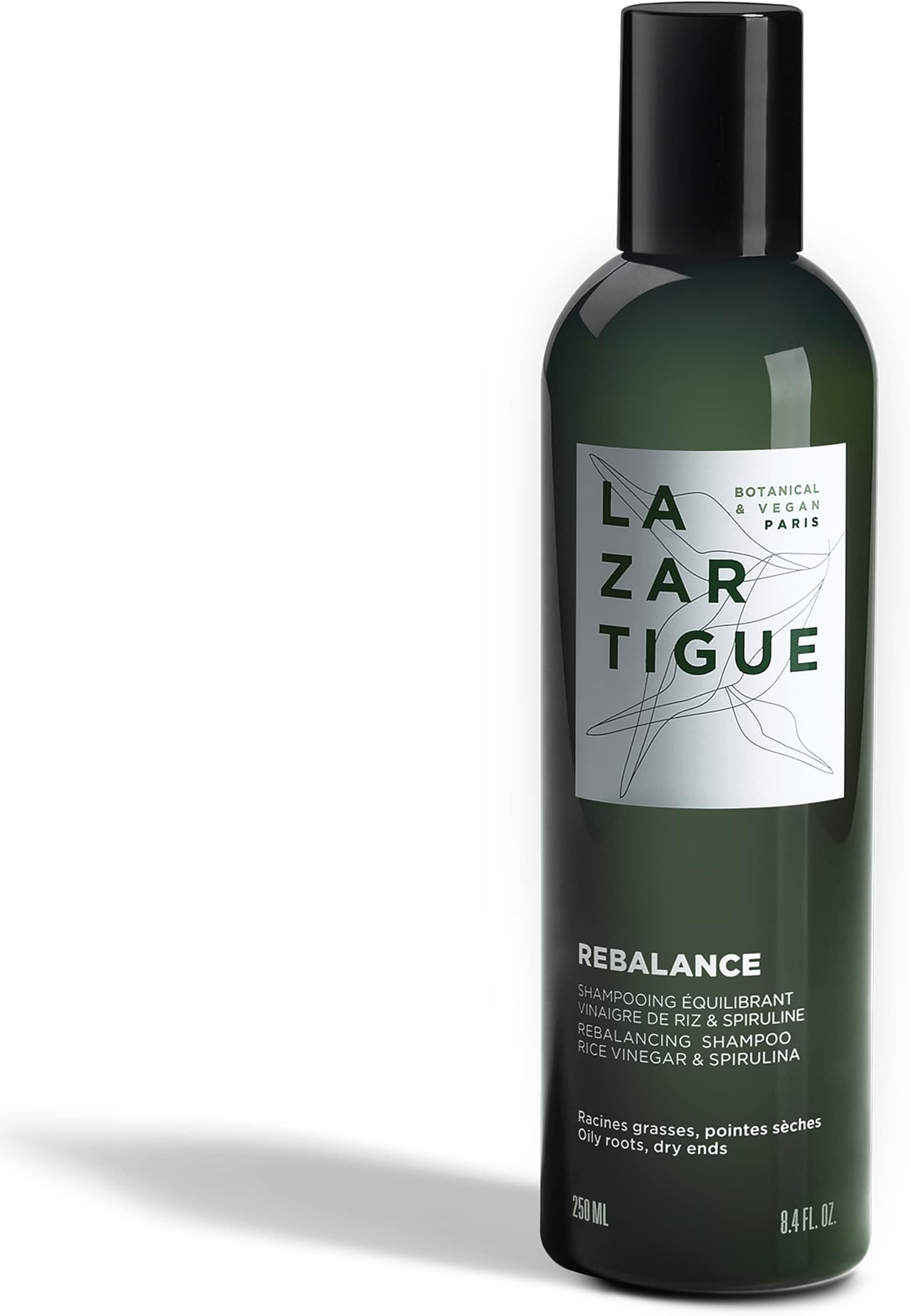 LAZARTIGUE REBALANCE Sulfate-Free Purifying Shampoo for Oily Scalp and Dry Ends. Spirulina & Rice Vinegar Enrished Formula. 94% Natural Ingredients, Vegan, 250ml