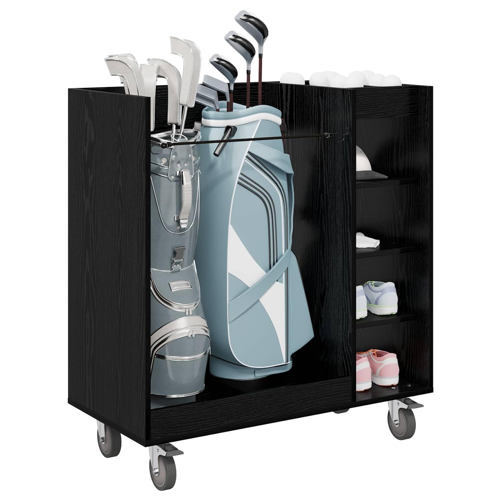Gecheer Golf-Schrank Schwarz Eichen-Optik, 90 x 45 x 98 cm, Holz, Stauraum für Golfzubehör, für Garage und Wohnraum